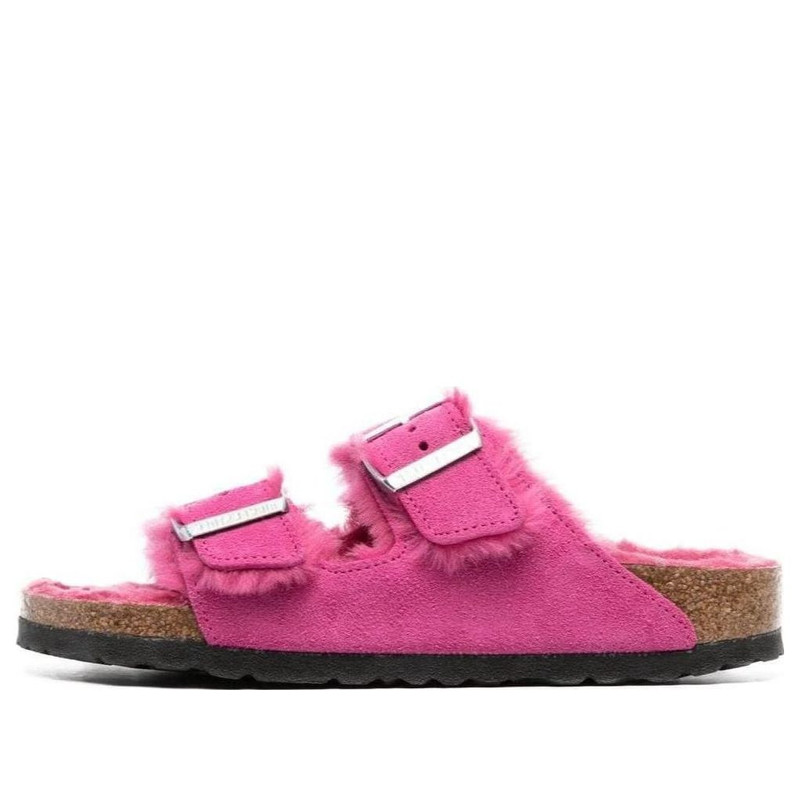 Birkenstock Arizona Shearling Suede Leather Narrow Fit Sandals 'Fuchsia Tulip' 1025554 1