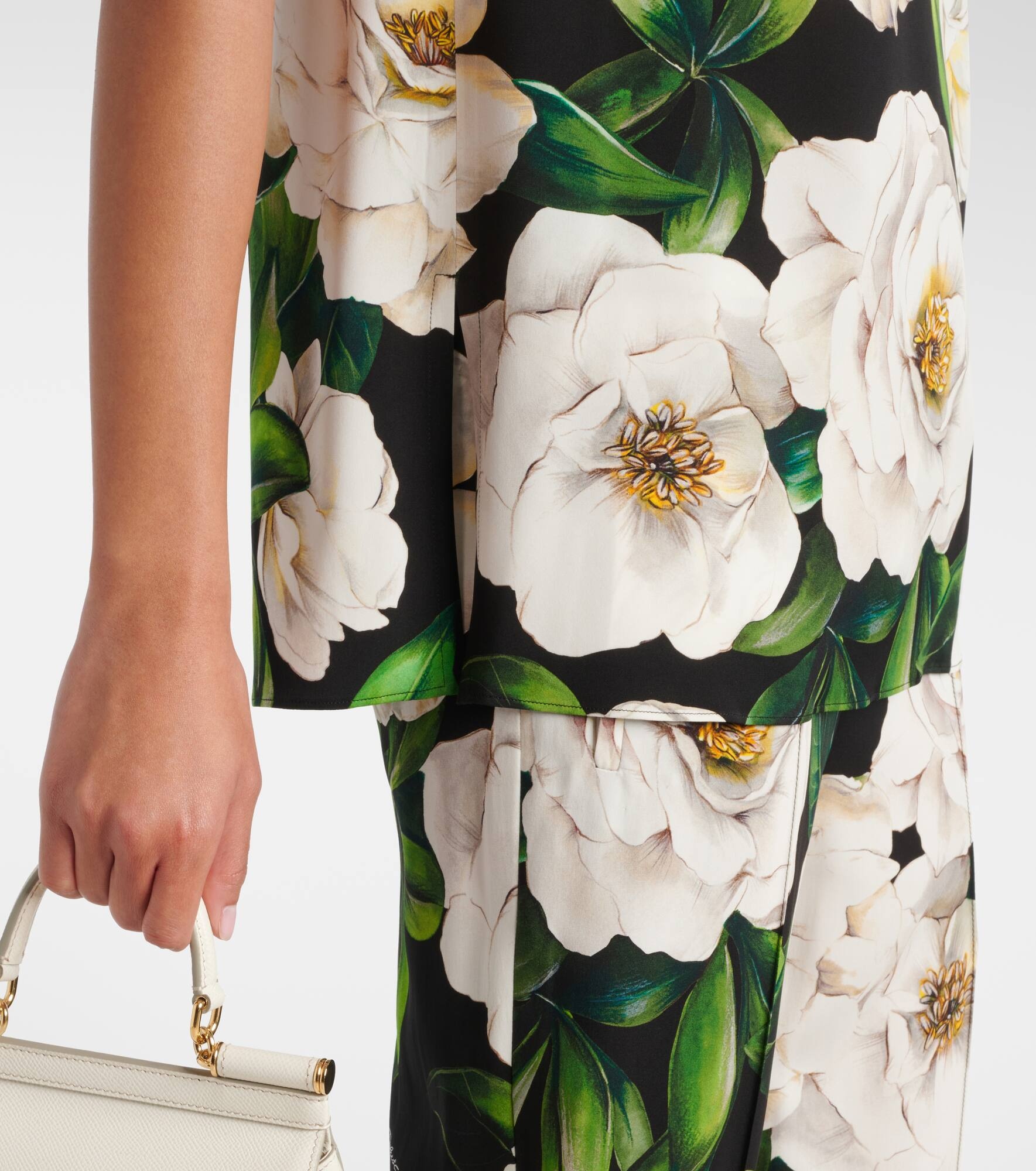 Floral silk-blend charmeuse top - 5