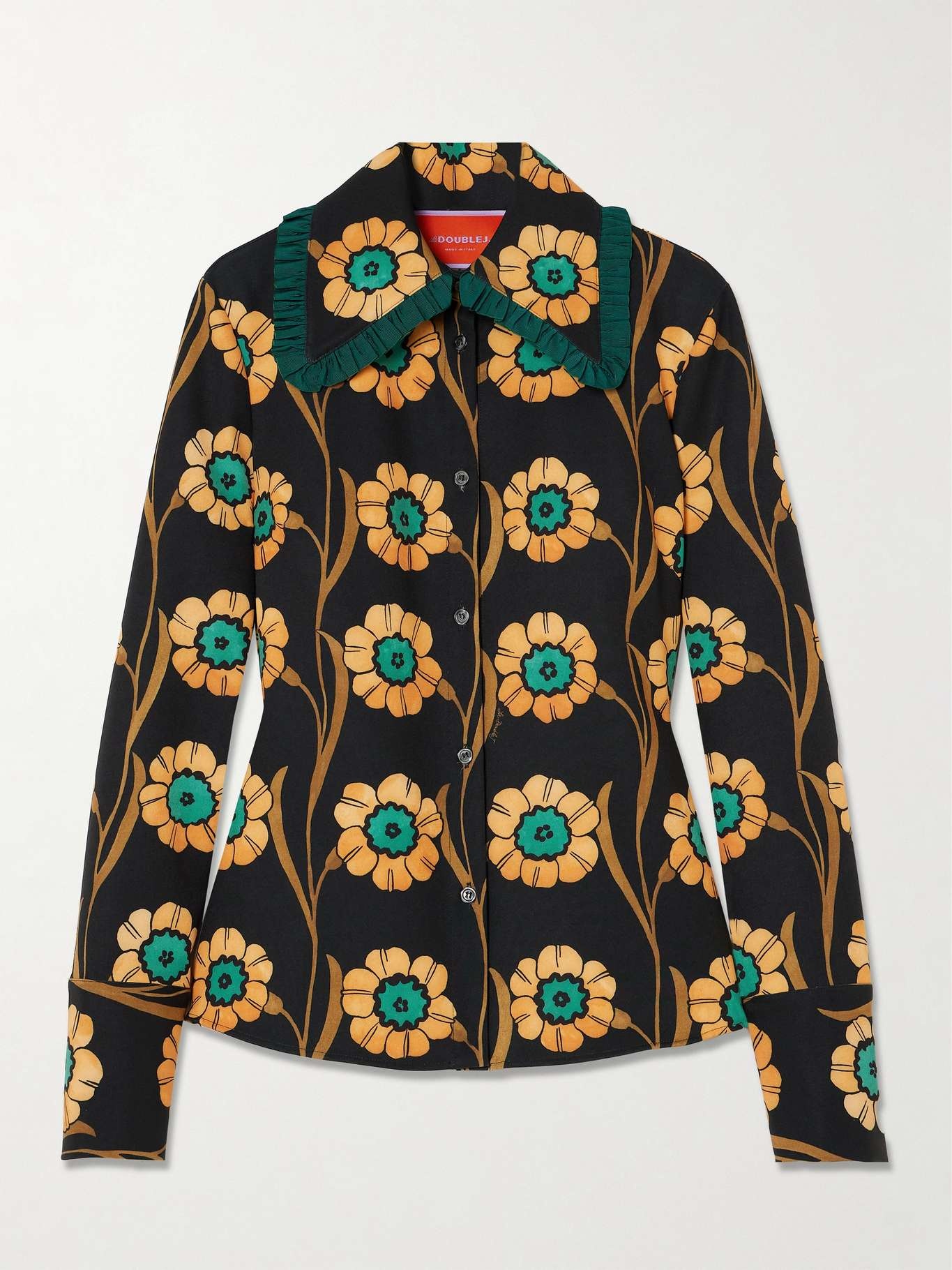 La Comasca floral-print ruffle-trimmed crepe shirt - 1
