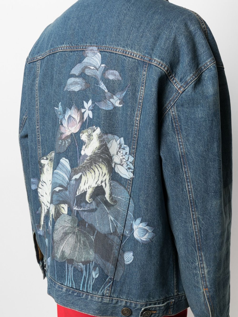 floral-print cotton denim jacket - 5