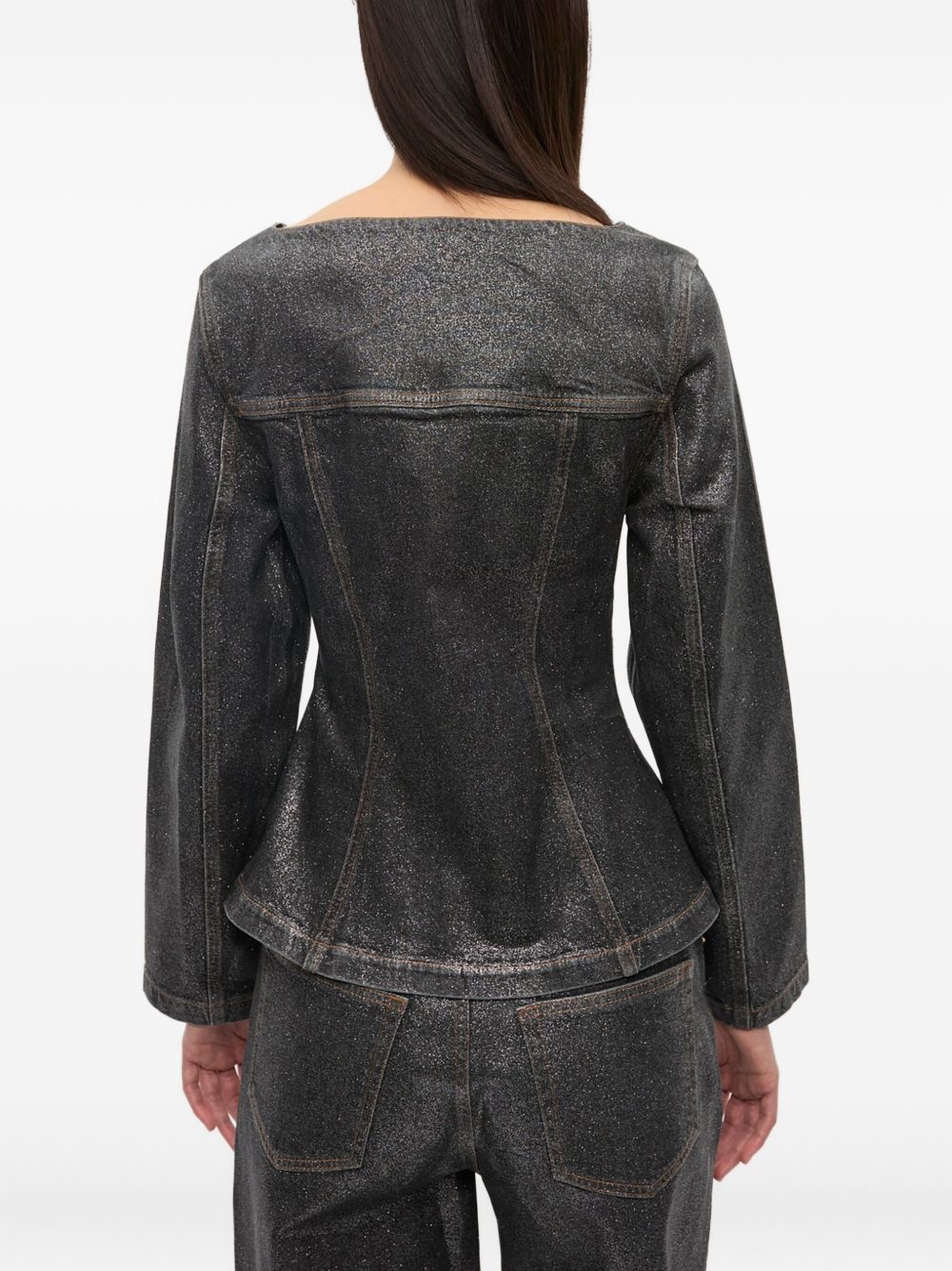 square-neck denim jacket - 4