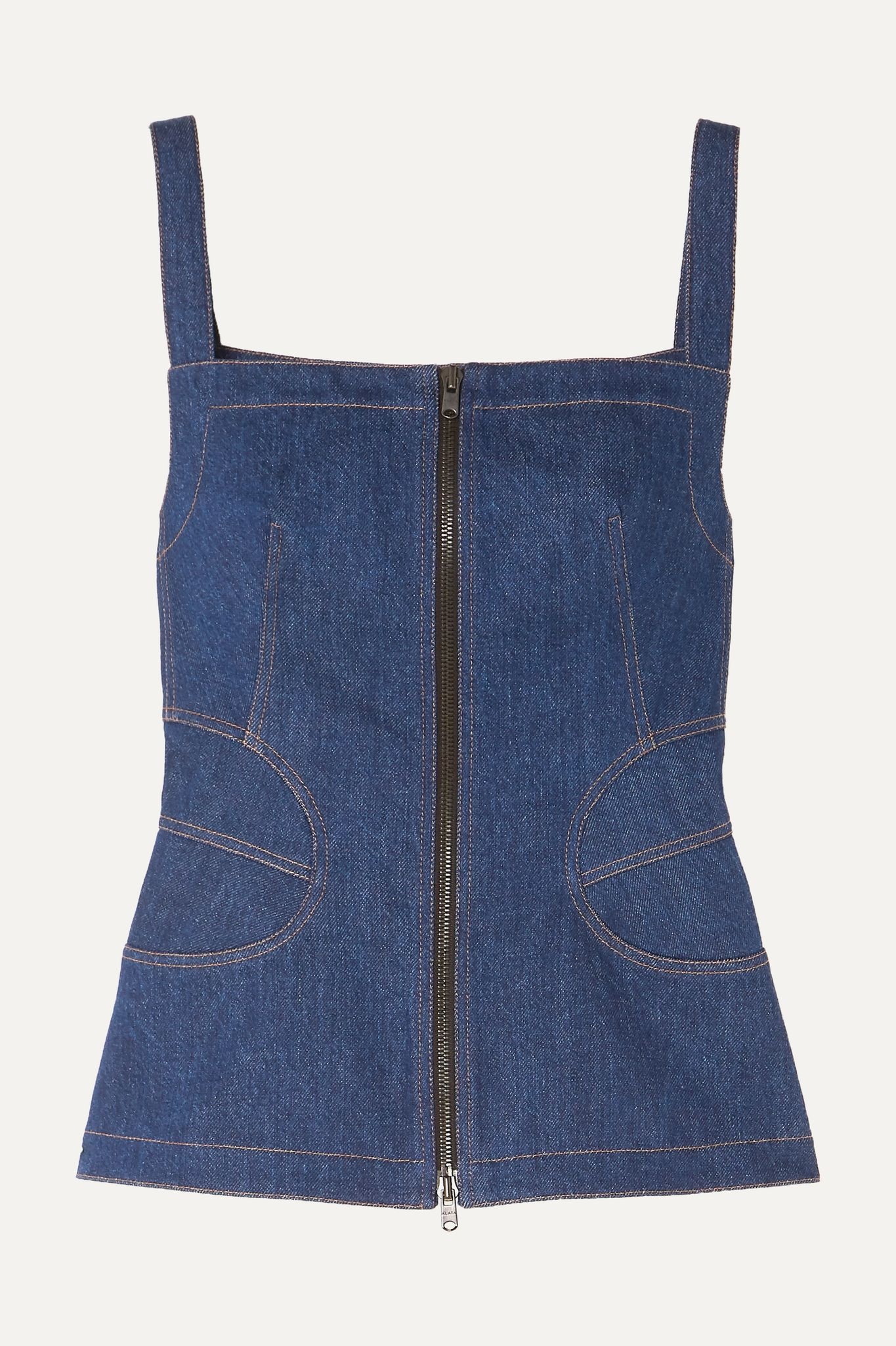 Zip-detailed denim top - 1