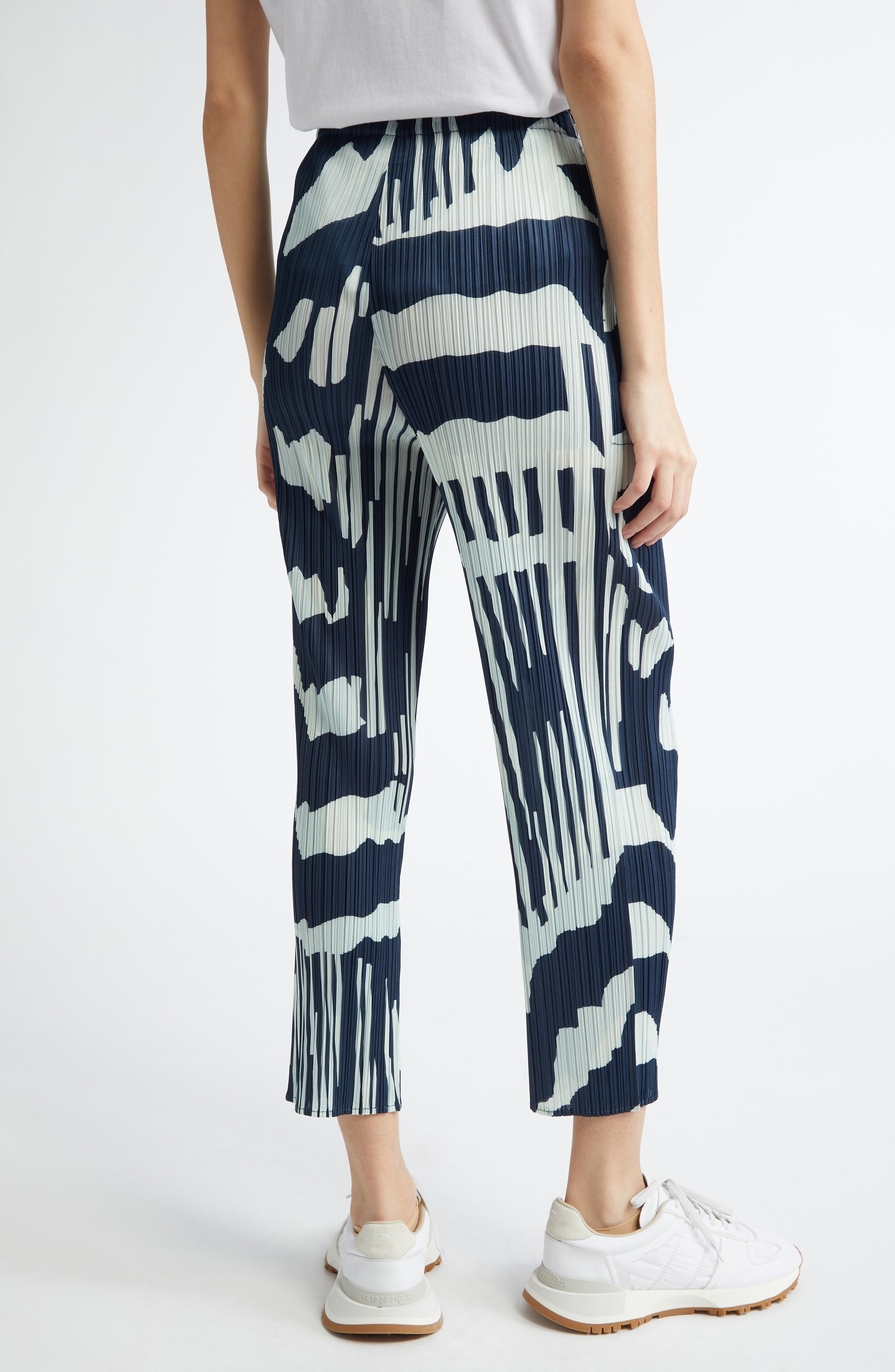 Pleats Please Issey Miyake Refraction Print Pleated Pants in Grayish Navy at Nordstrom - 2