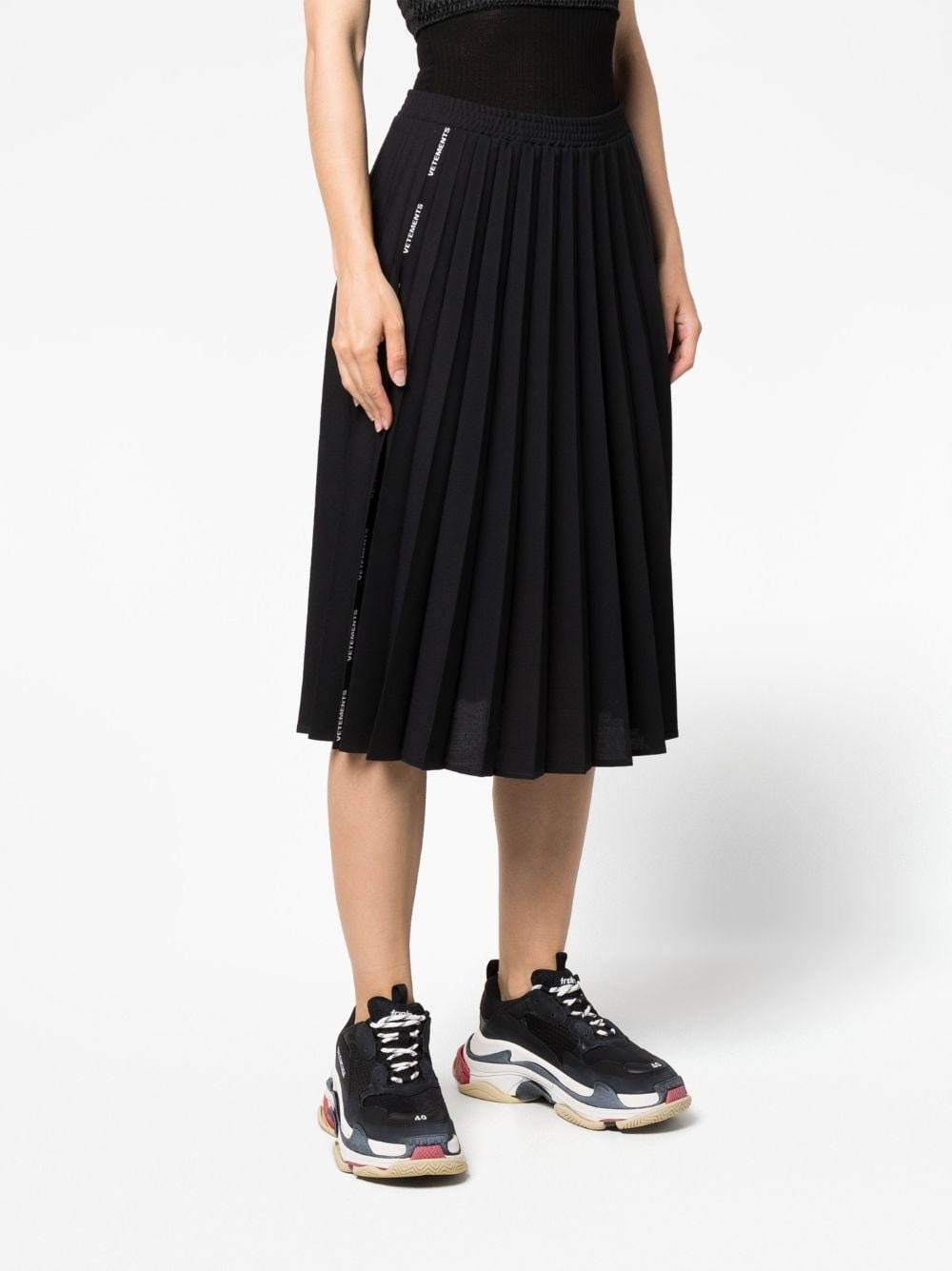logo-band pleated skirt - 6