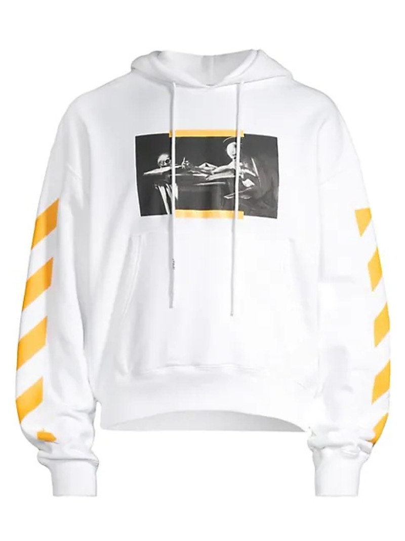 Oversized Caravaggio Painting Hoodie White And Yellow - 1