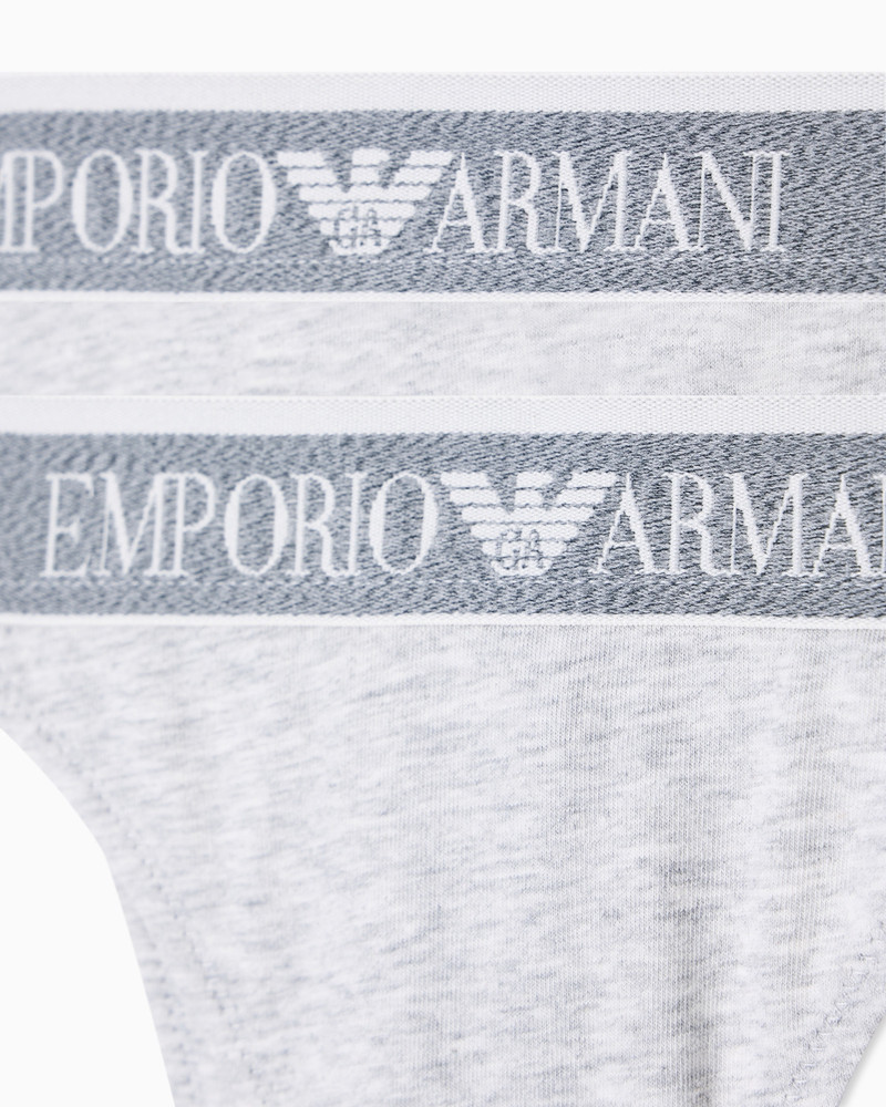 EMPORIO ARMANI TWO-PACK OF ASV ICONIC ORGANIC-COTTON THONGS WITH LOGO WAISTBAND outlook