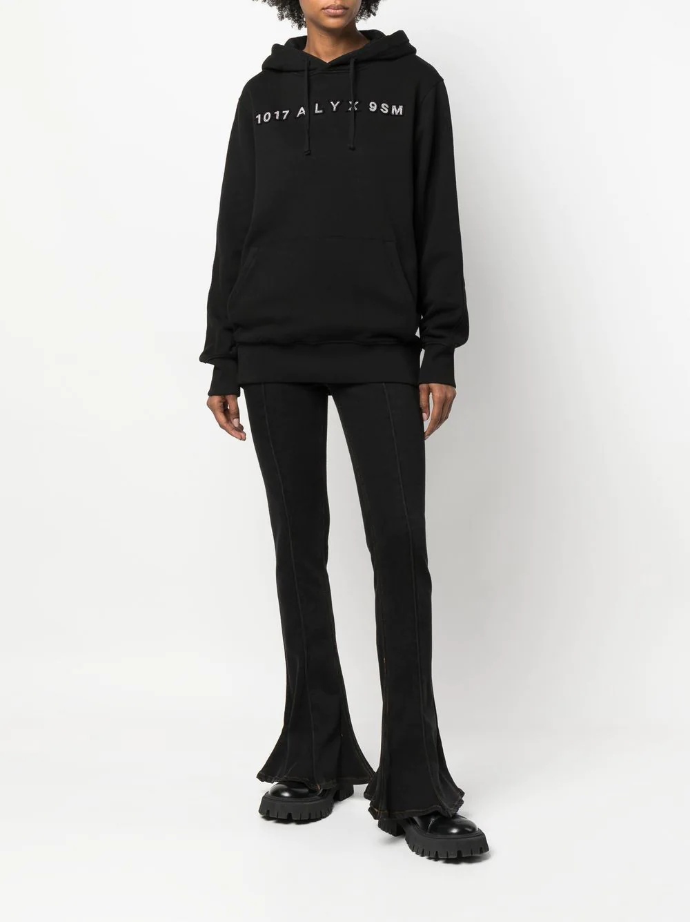 studded-logo detail hoodie - 2