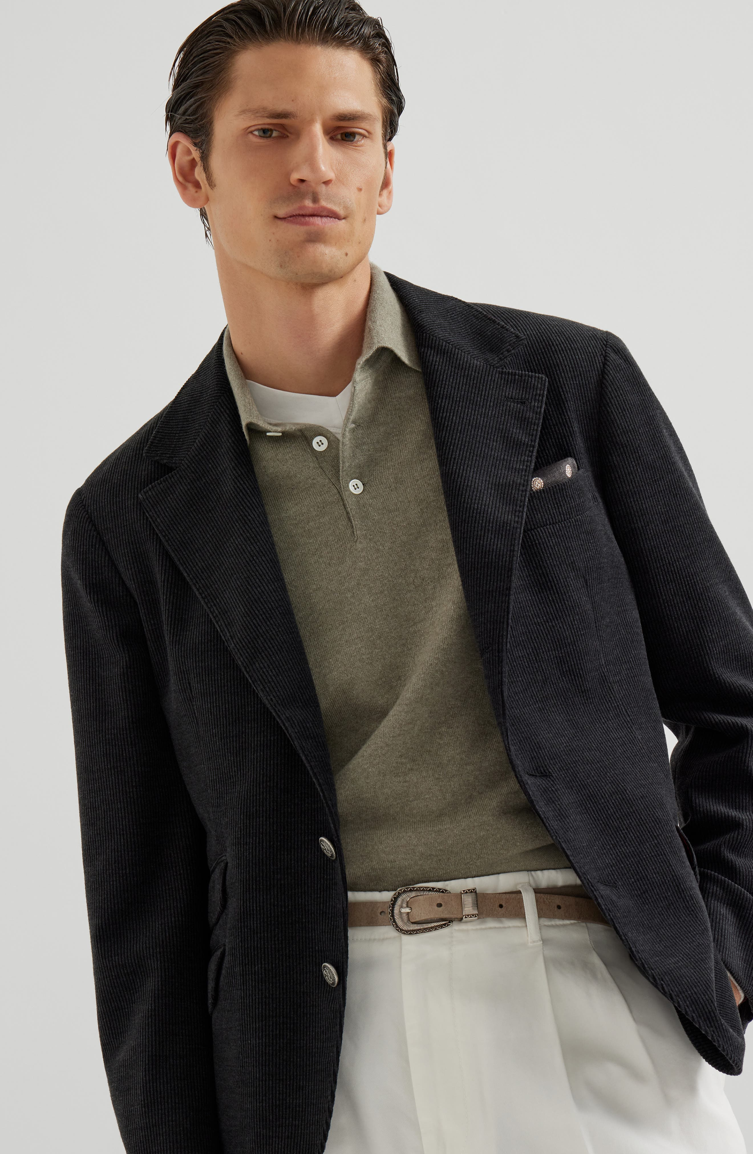 Brunello Cucinelli Polo-style sweater in Olive at Nordstrom - 5