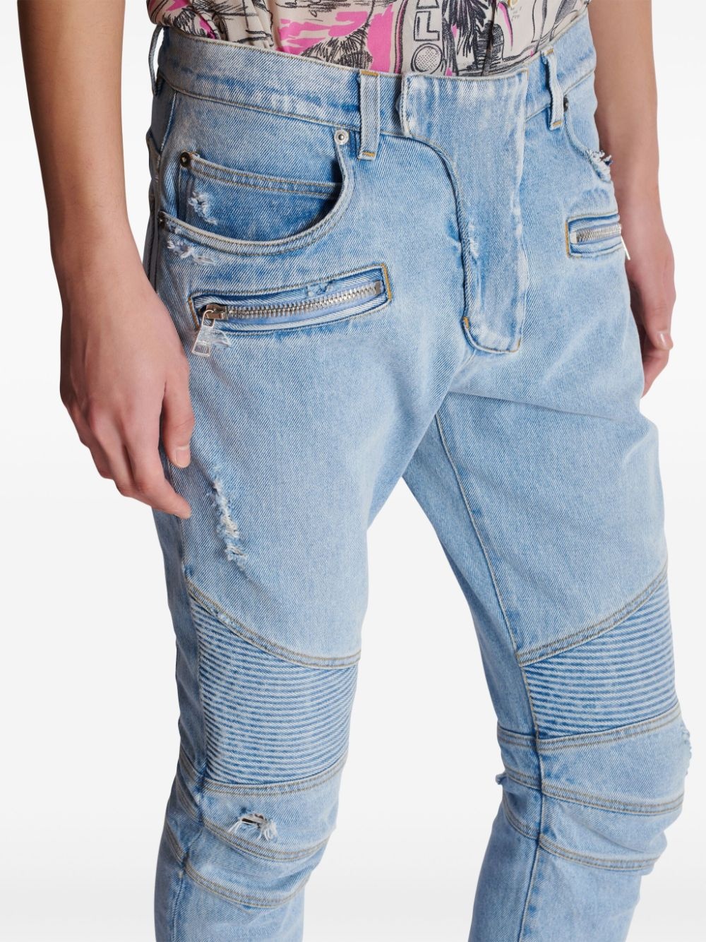 Biker mid-rise skinny jeans - 6