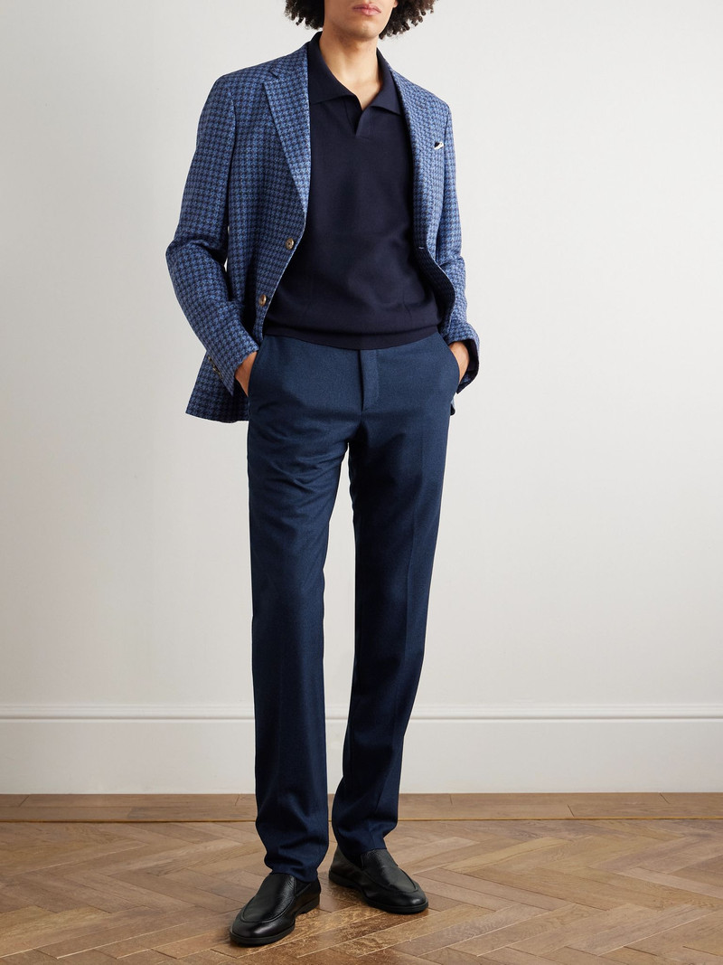 Brioni Tapered Checked Wool Suit Trousers Blue outlook