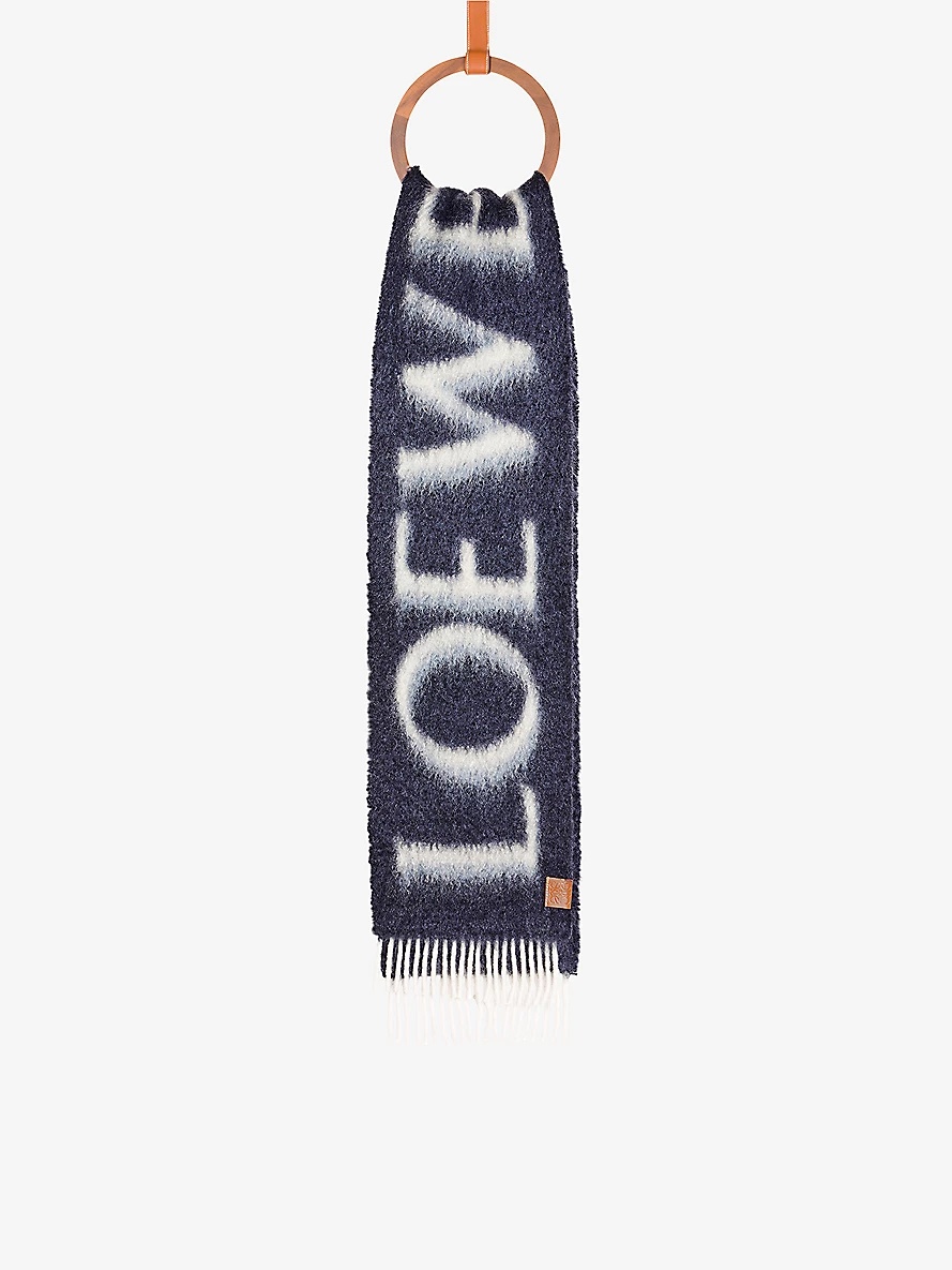 Anagram-patch logo wool and mohair-blend scarf - 3