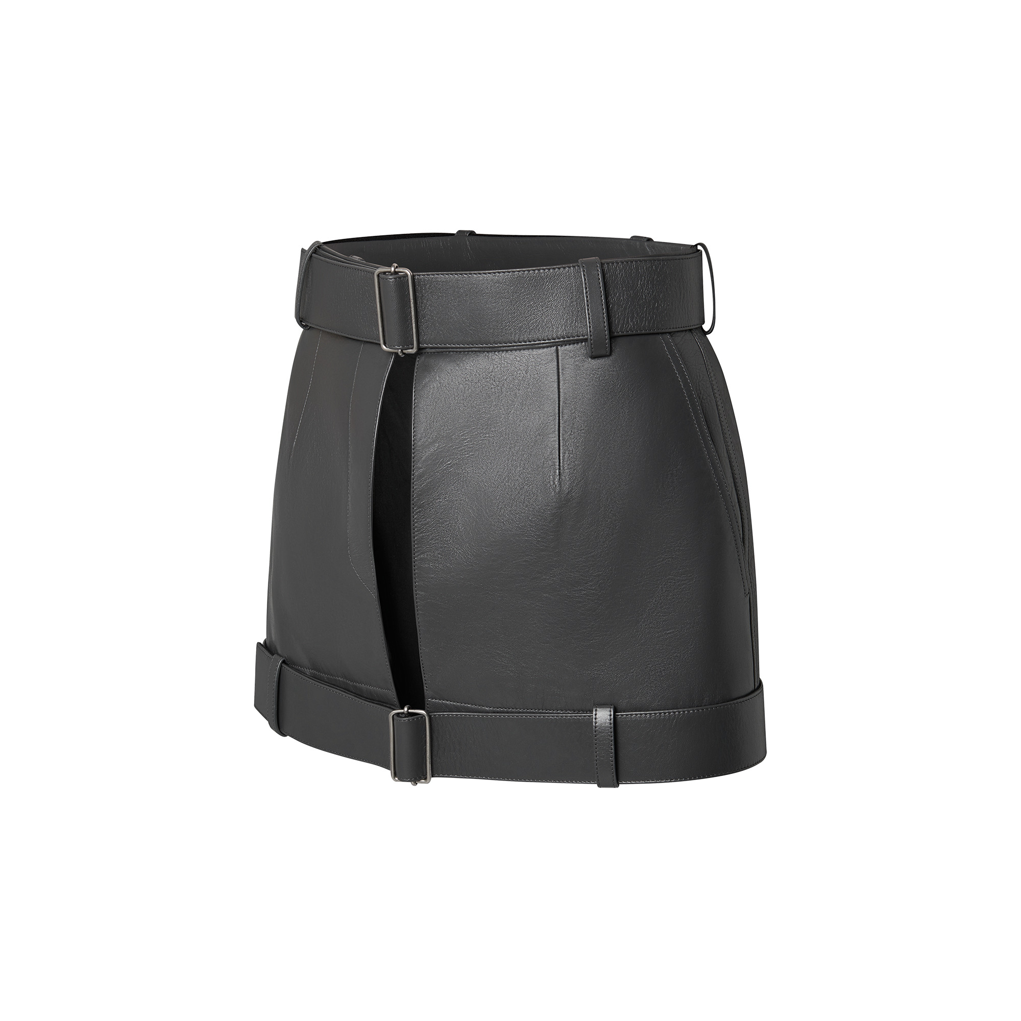 Leather Open Mini Skirt - 2