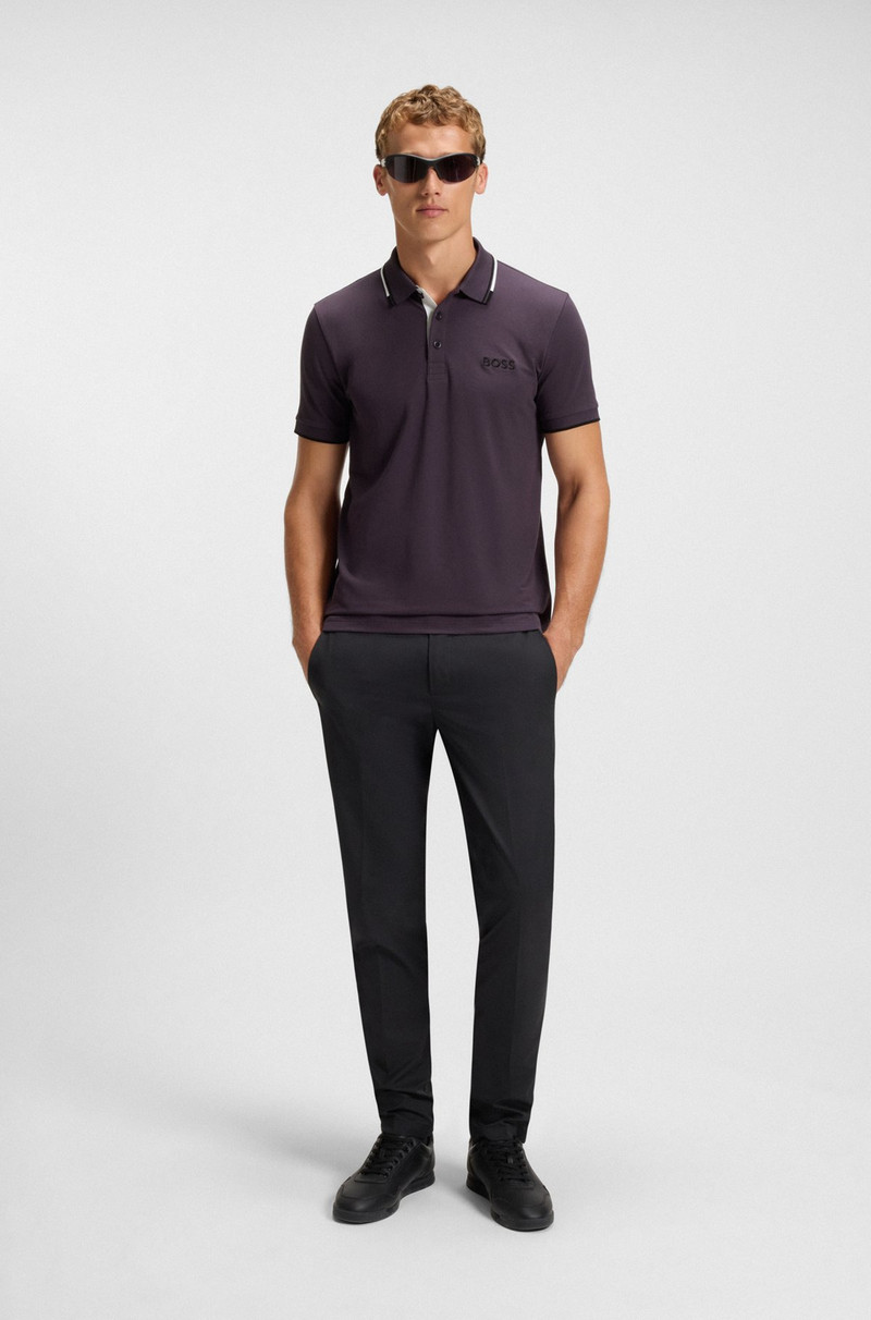 BOSS COTTON-BLEND POLO SHIRT WITH CONTRAST LOGOS outlook