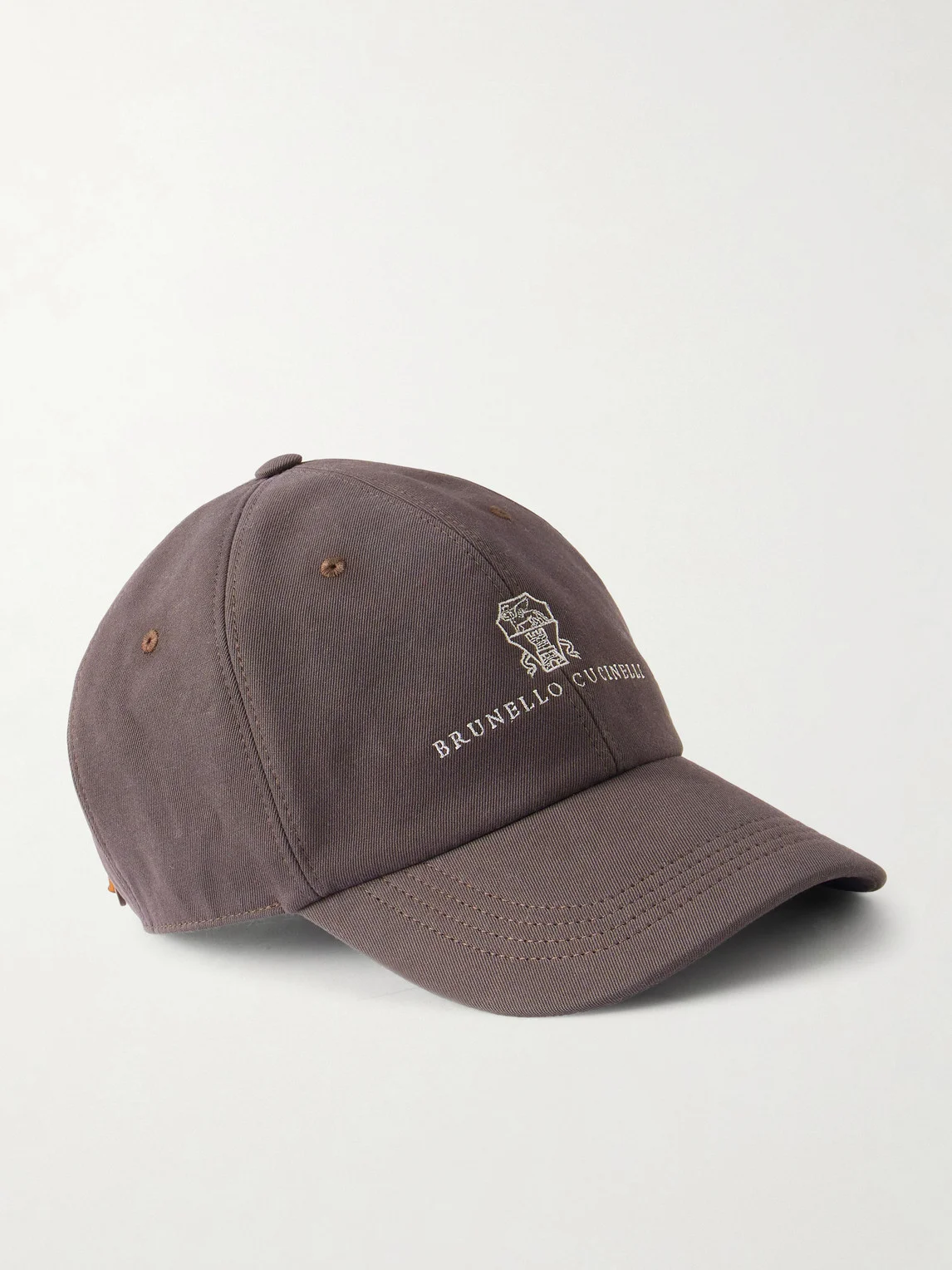 Logo-Embroidered Leather-Trimmed Cotton-Twill Baseball Cap - 1