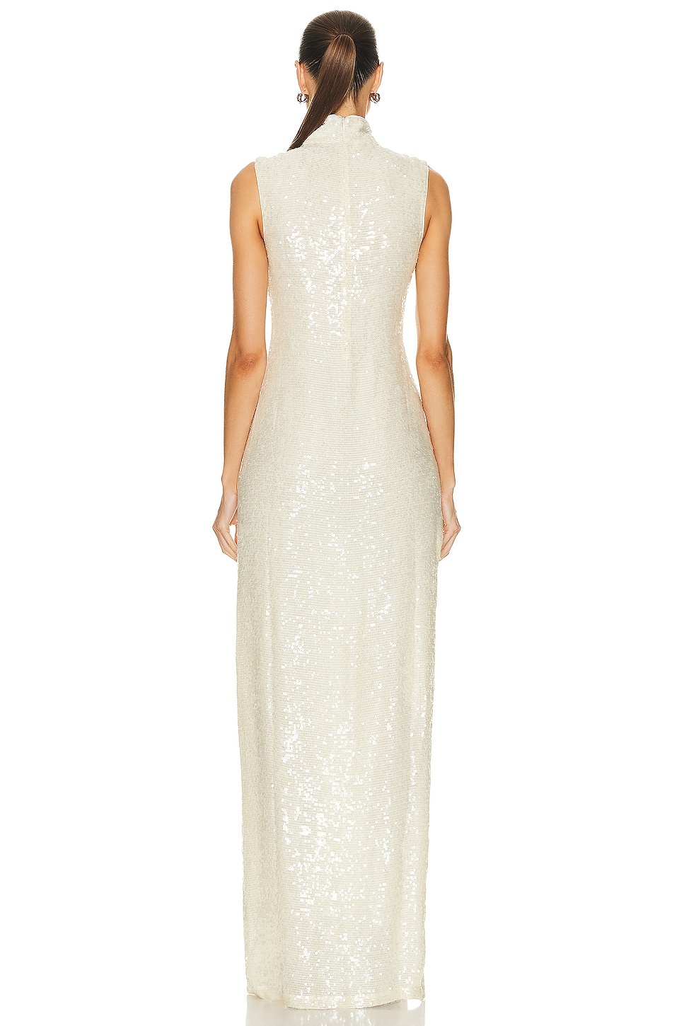 Sequin Viscose High Neck Sleeveless Gown - 4