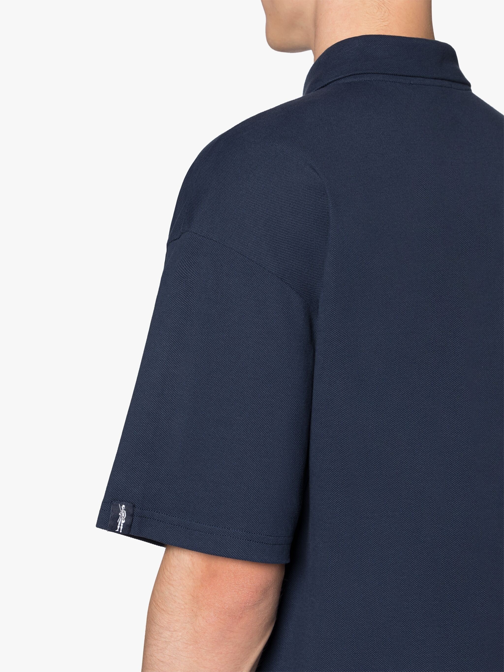 NAVY COTTON CUTAWAY COLLAR POLO SHIRT - 6