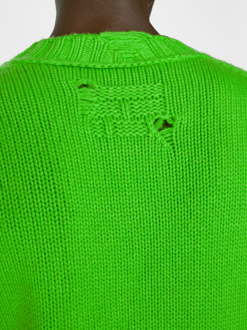 Destroyed Cashmere Sweater in Neon Green - 5
