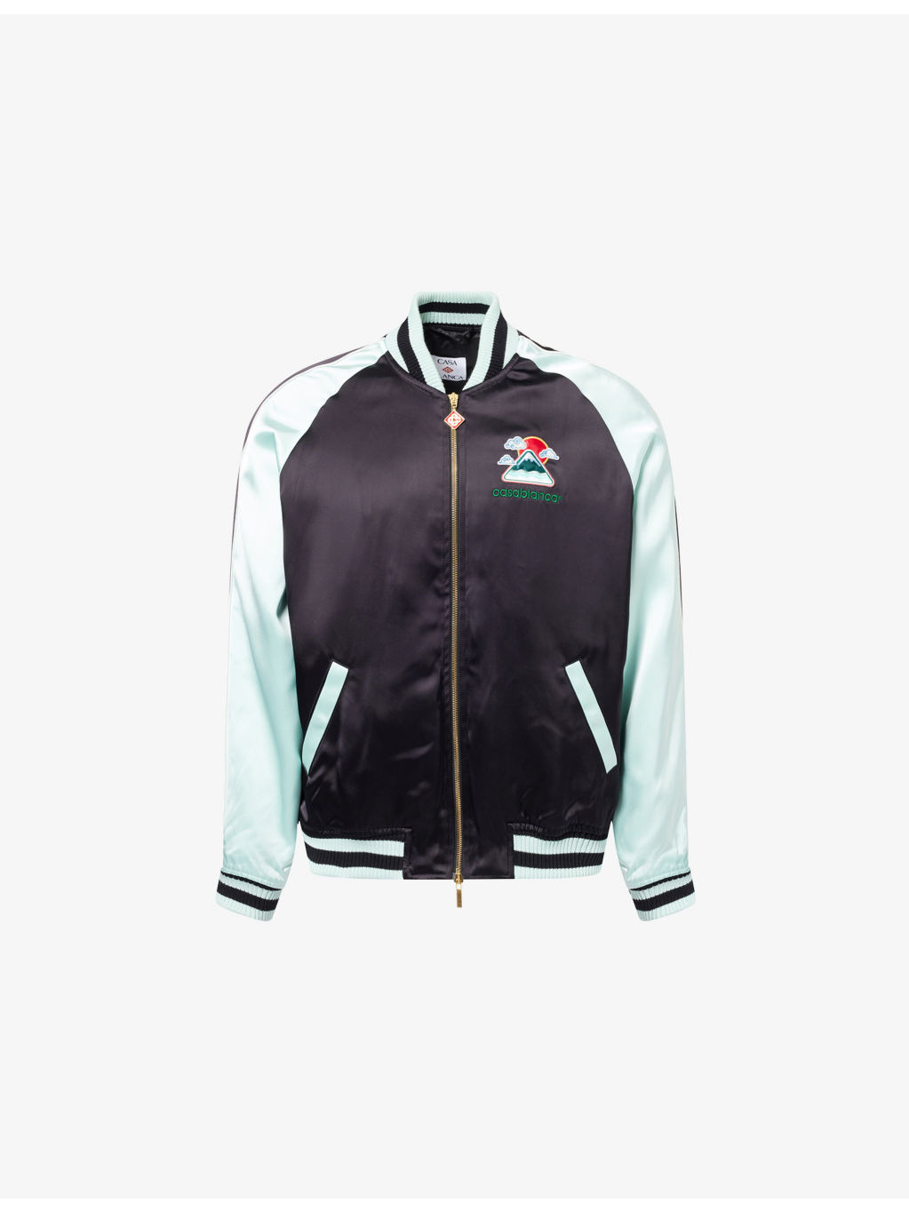 Logo-Patch Satin Bomber Jacket - 1