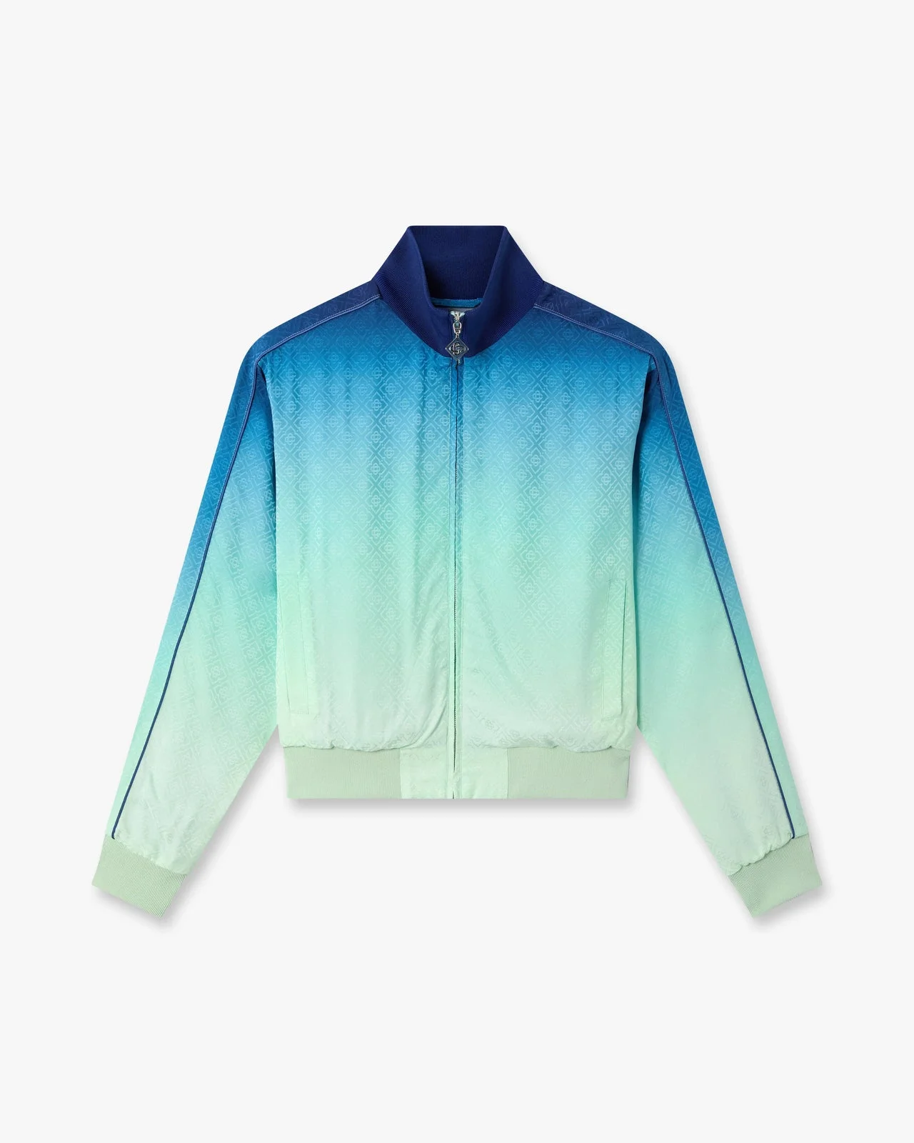 Blue & Green Gradient Monogram Jacquard Track Jacket - 1
