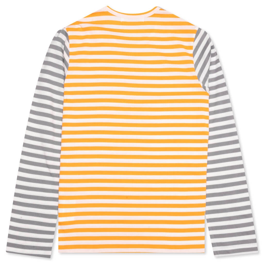 WOMEN'S BI-COLOR STRIPE T-SHIRT - YELLOW/GREY - 2