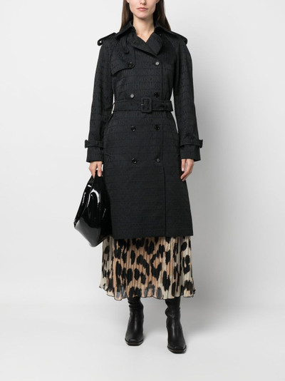 Moschino logo-print belted trench coat outlook