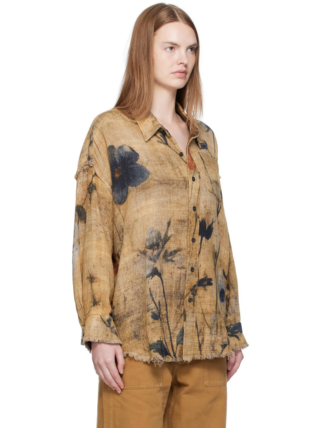 Tan & Brown Drop Neck Reversible Shirt - 2