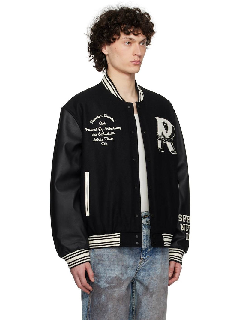 Black 'Owners Club' Varsity Bomber Jacket 2