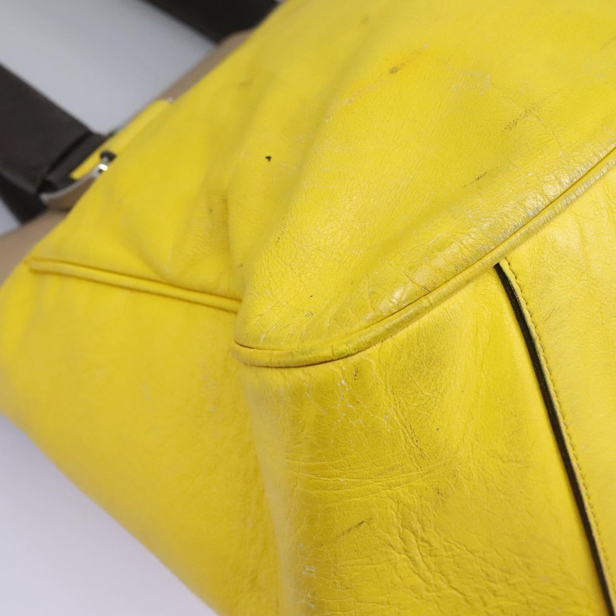 CELINE Hand Bag Leather Yellow Brown Silver - 16