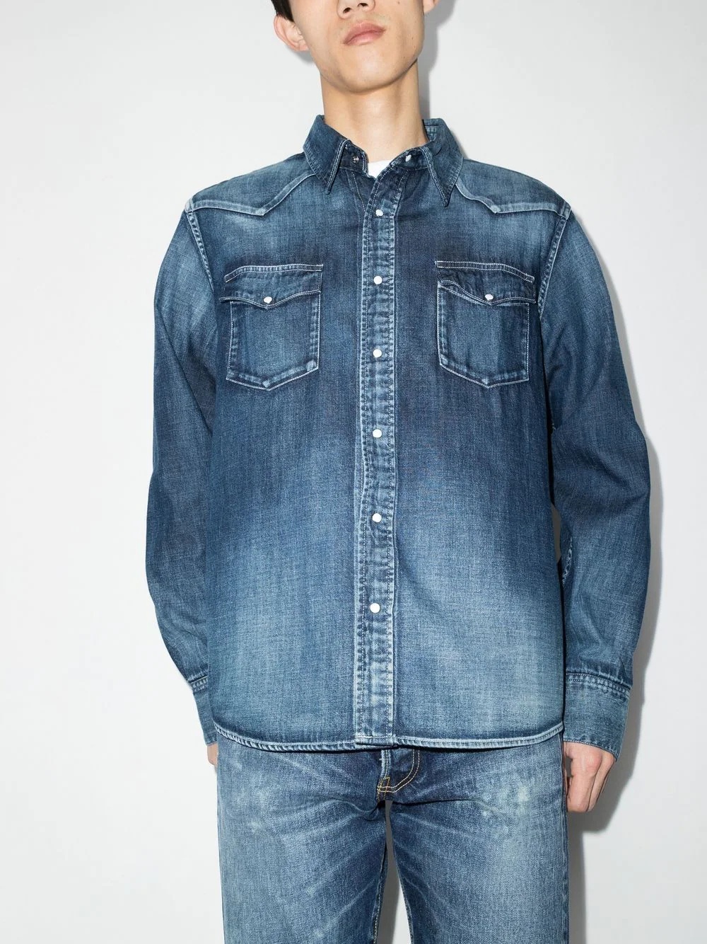 long-sleeved denim shirt - 2