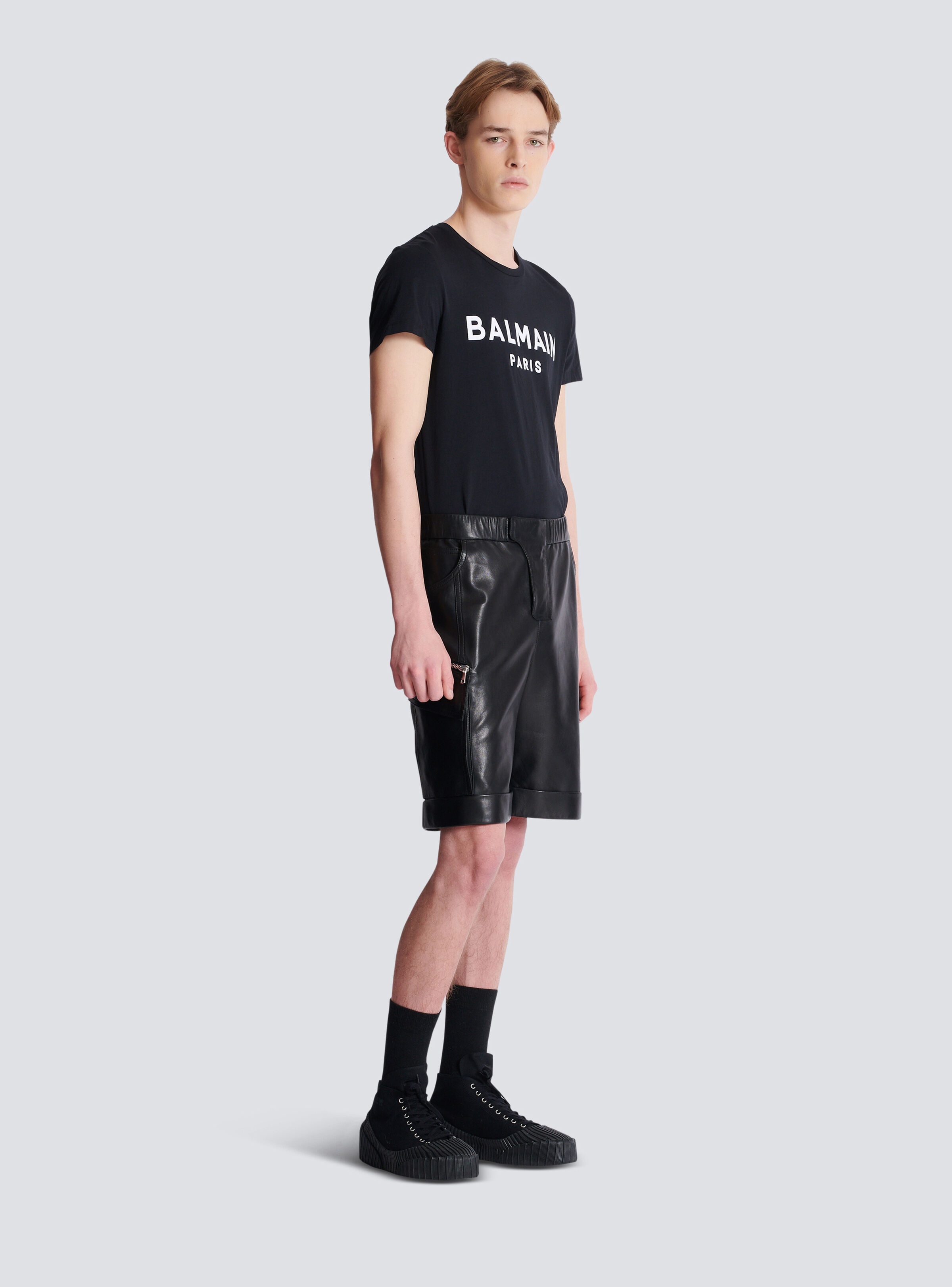 Leather cargo Bermuda shorts - 3