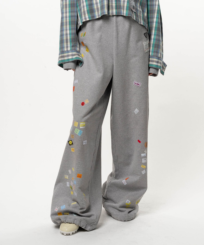 Price Tag Sticker Printed Wide Sweat Pants 14