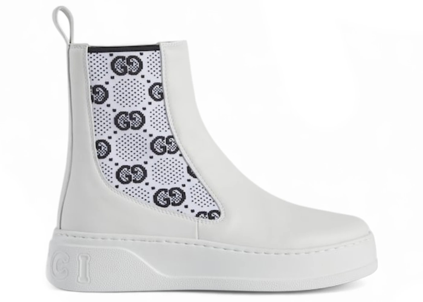 Gucci GG Jersey Chelsea Boots White (Women's) - 1