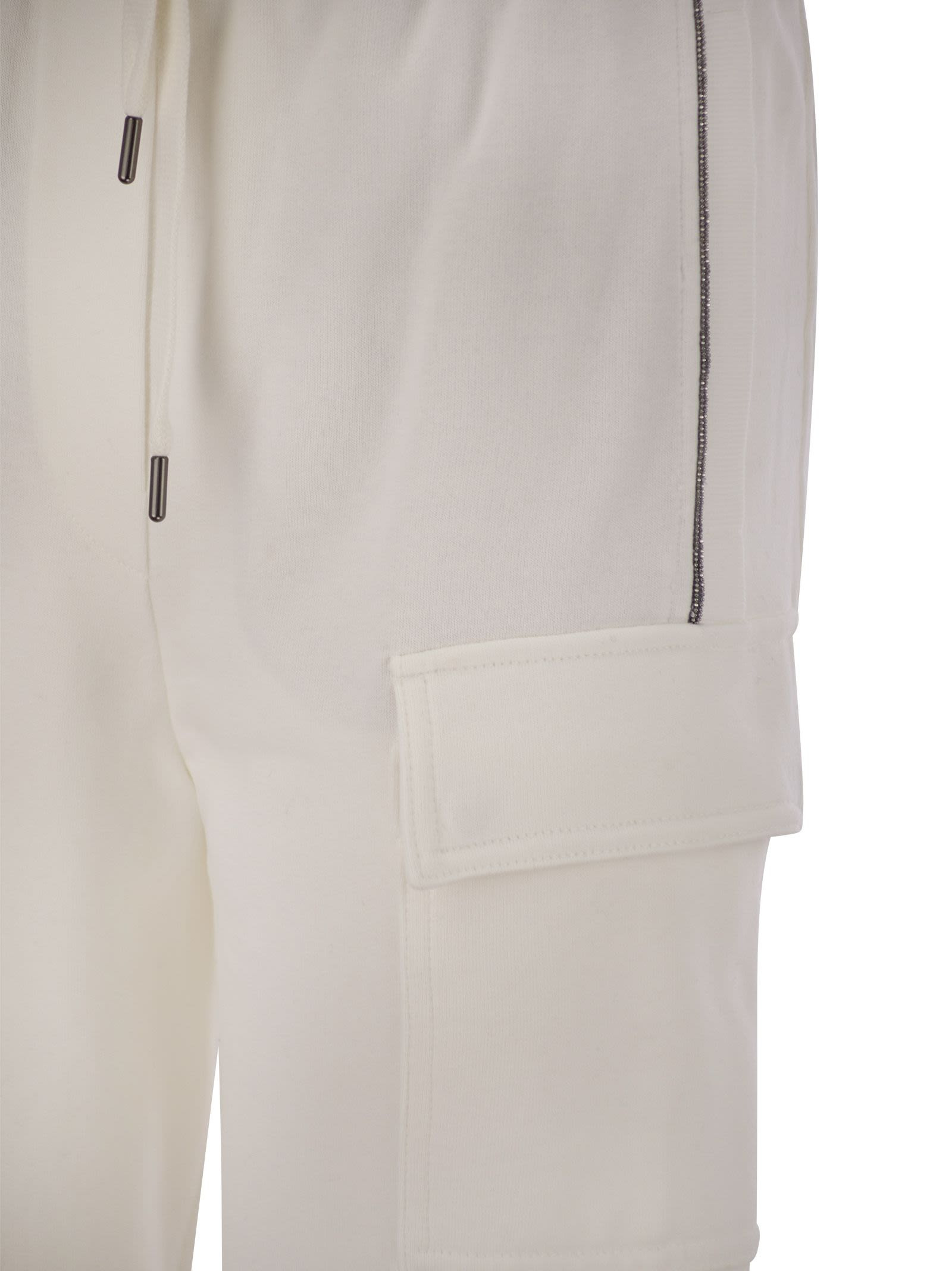 Brunello Cucinelli Women Smooth Cotton Fleece Cargo Pants With Monile - 4