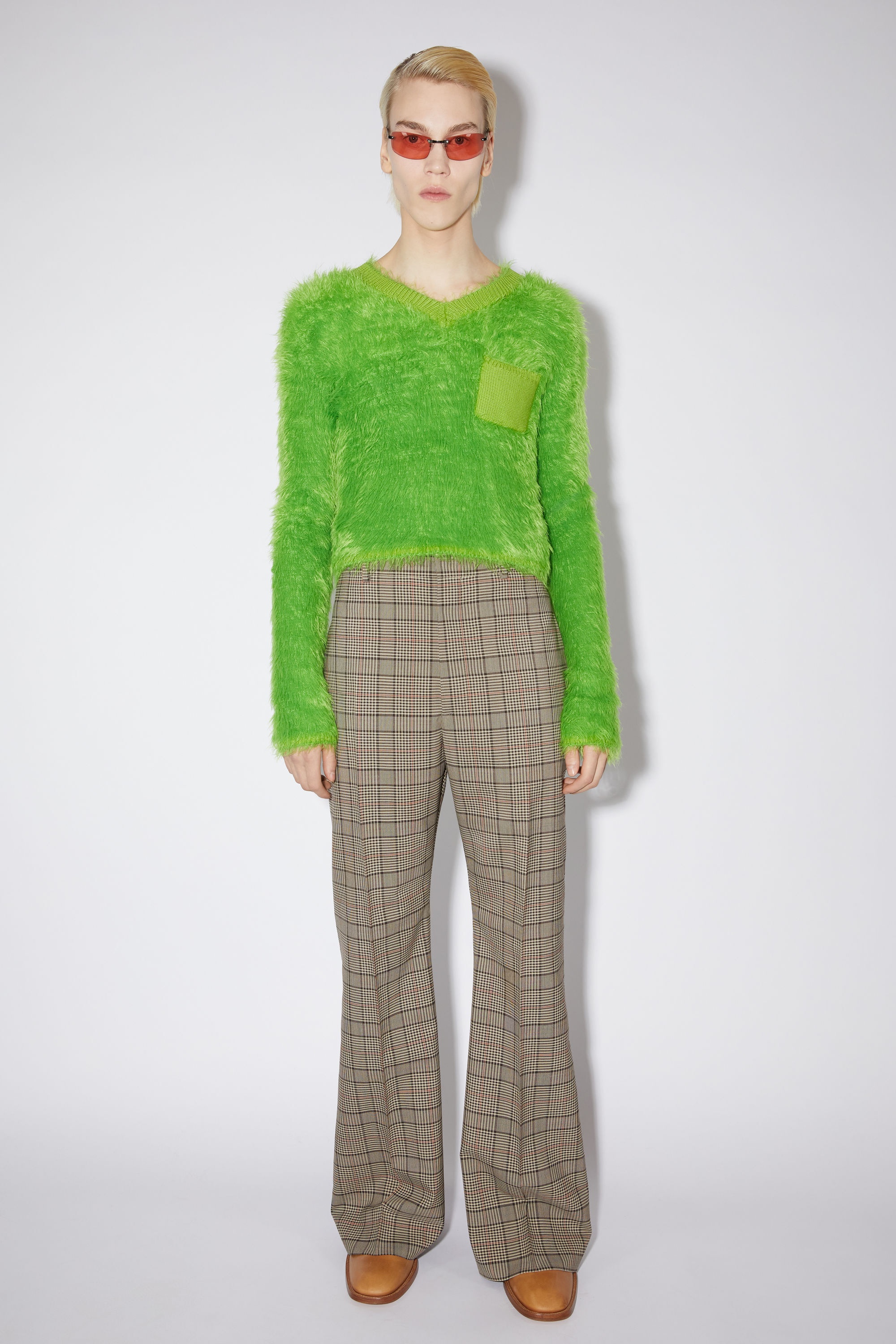 Wool blend tailored trousers - Brown/red - 2