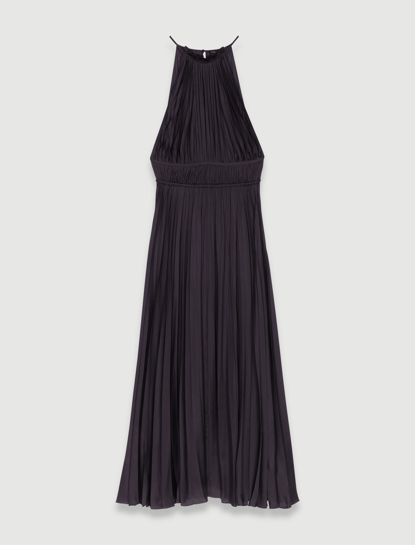 Pleated satin maxi dress - 1