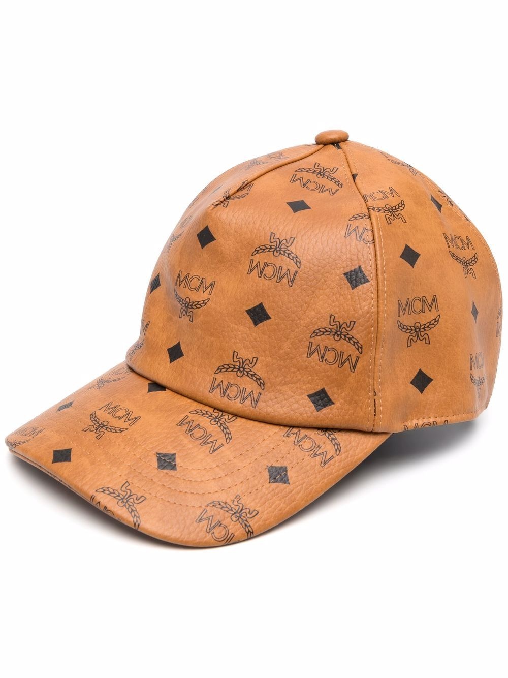 faux-leather logo-print cap - 1