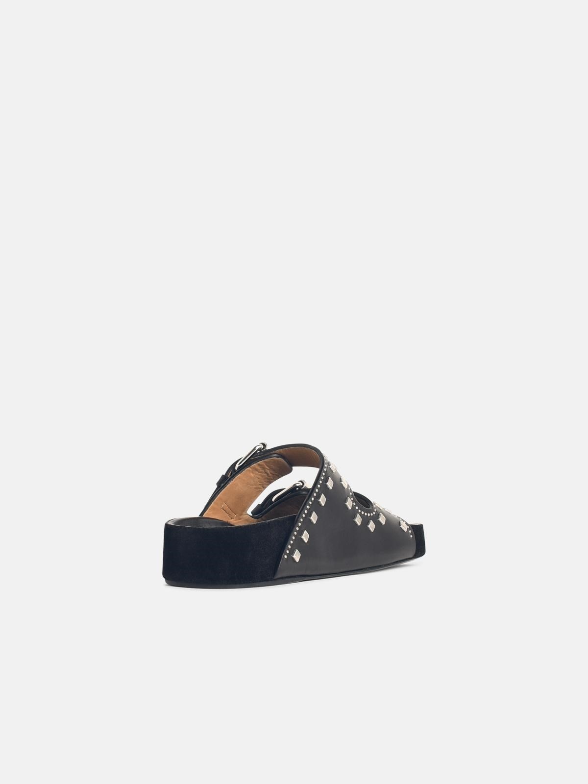 'LENNYO' BLACK LEATHER SLIPPERS - 3