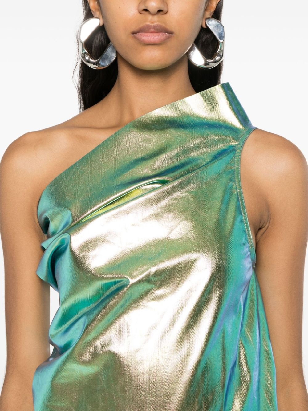 Athena iridescent-effect one-shoulder gown - 5