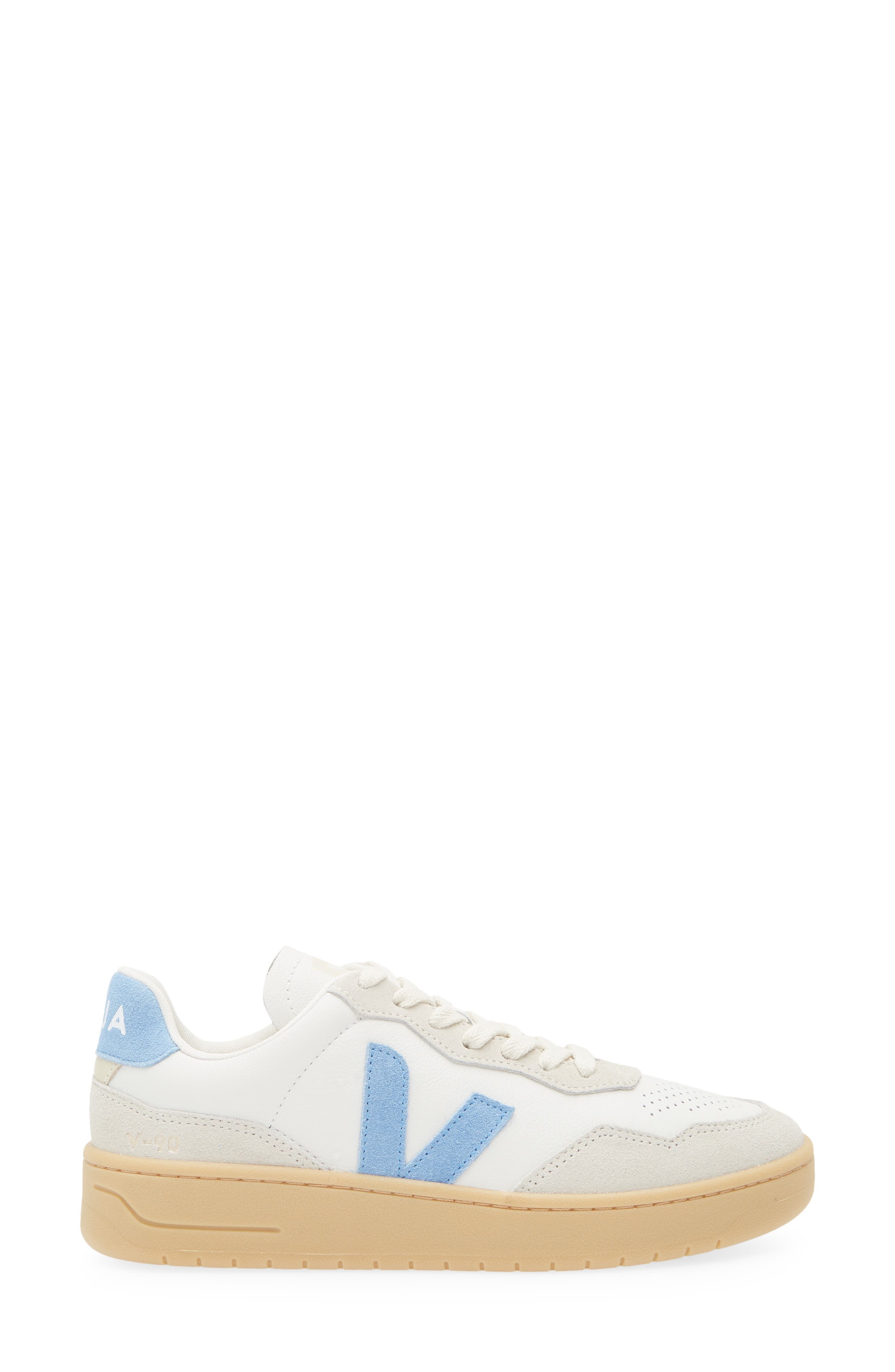 Veja V-90 Leather Sneaker in Extra-White Aqua Natural at Nordstrom - 3