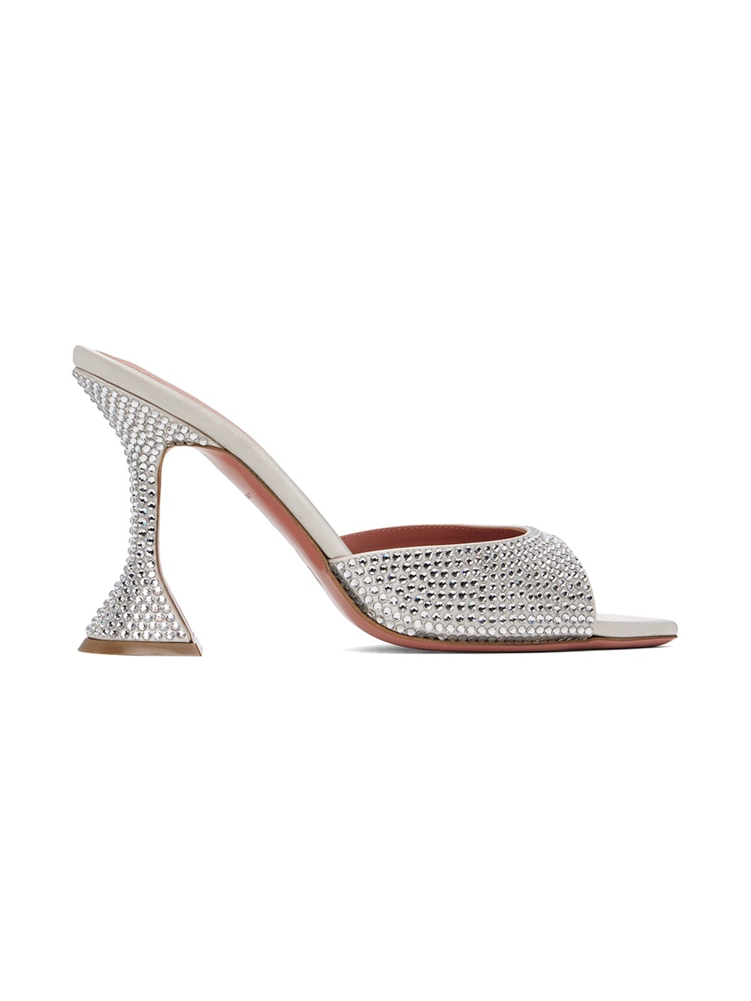 Silver Caroline Crystal Slipper Heeled Sandals - 1