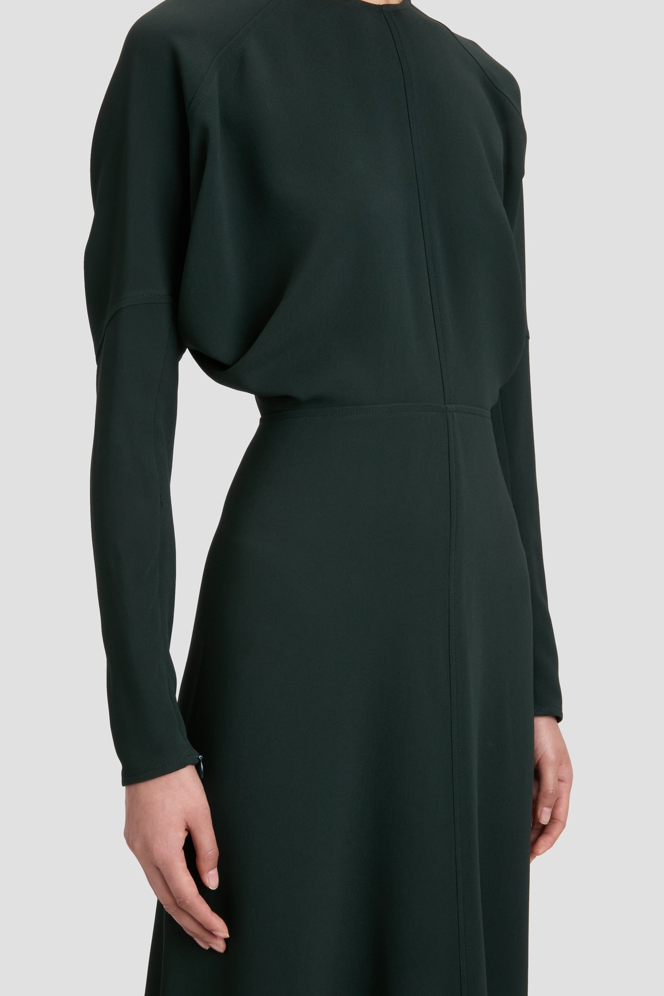 Dolman Midi Dress In Dark Pine - 4