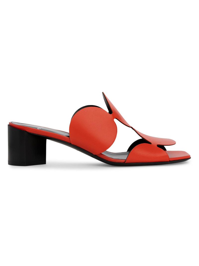Women's Bulles Circular Applique Leather Mules - Kid Orange 1