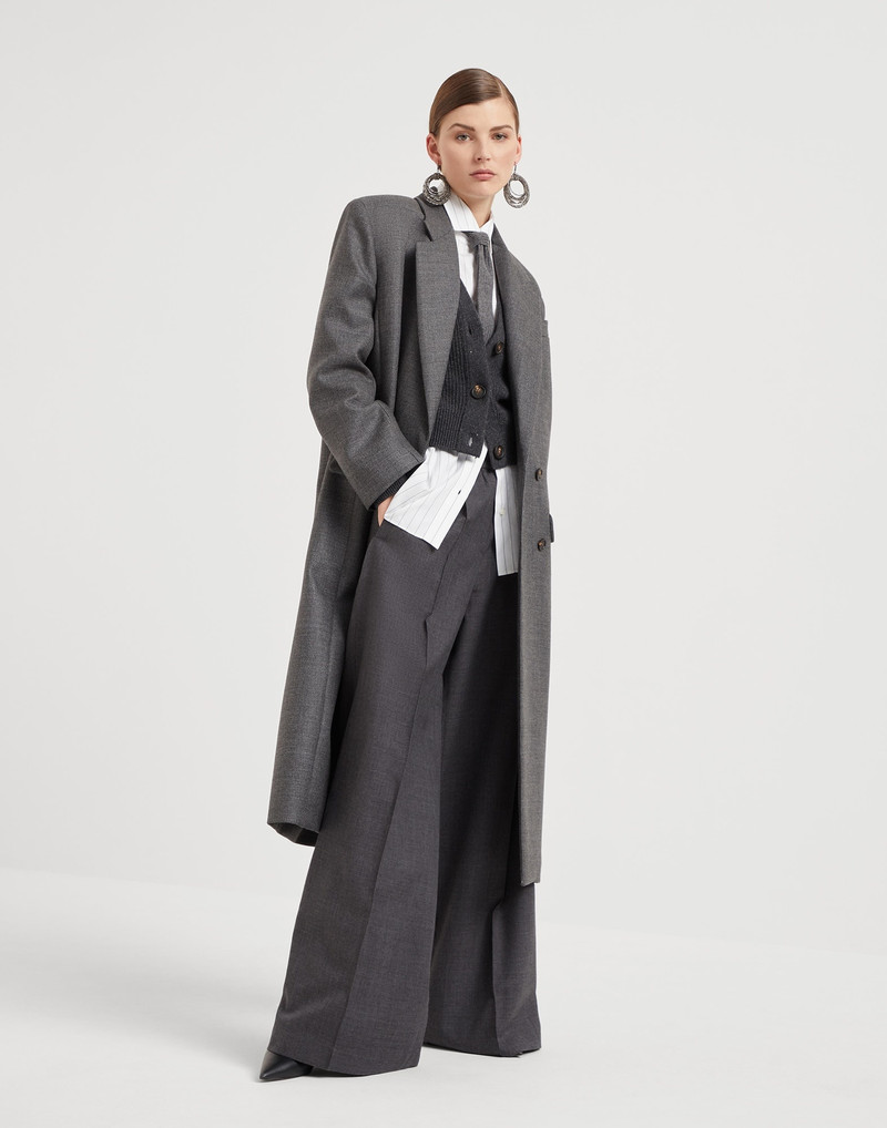 Virgin wool organza loose track trousers 4