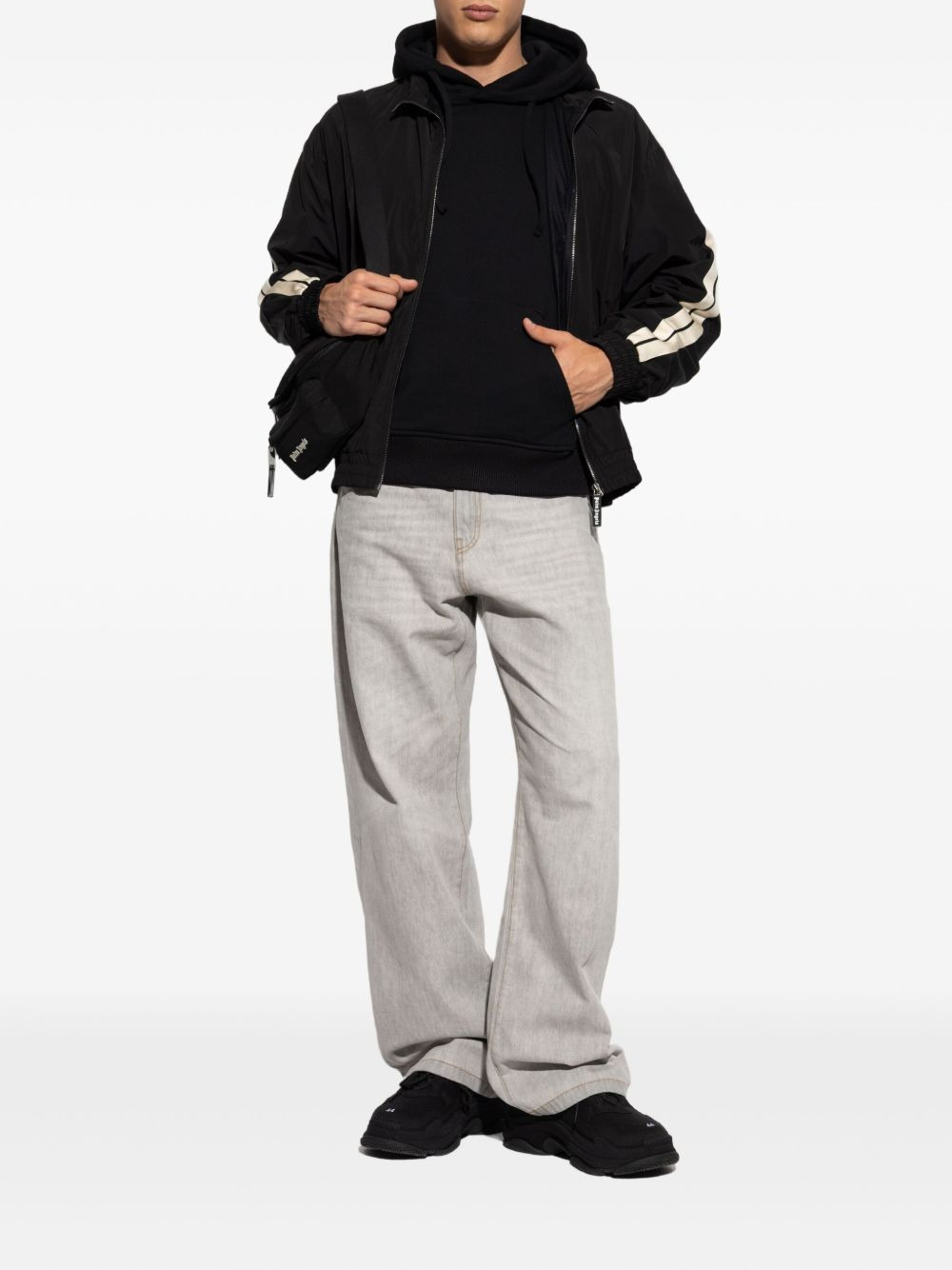 stripe-detail hooded sweatshirt - 2