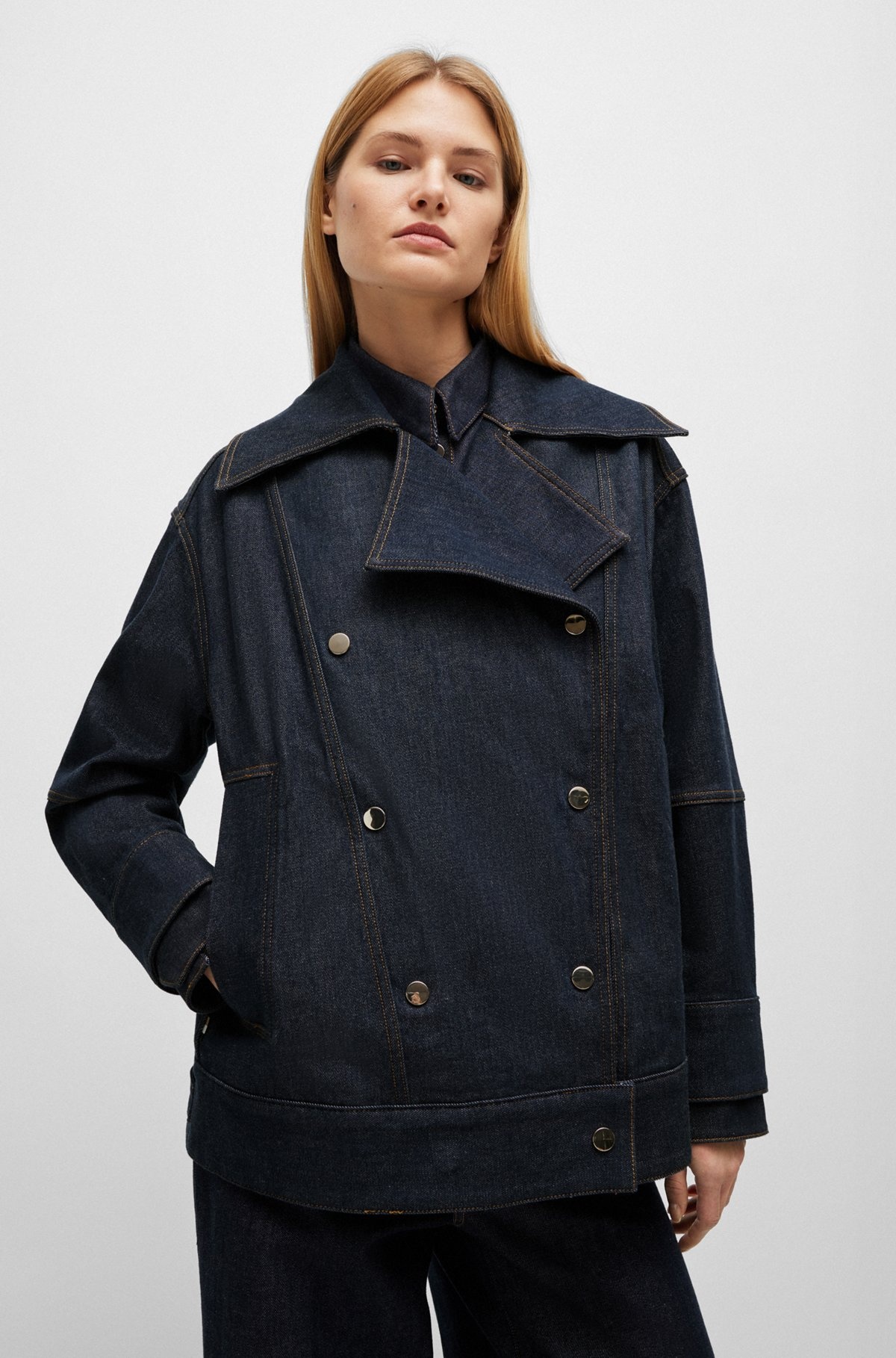 RELAXED-FIT DENIM JACKET WITH DOUBLE-BREASTED CLOSURE - 6