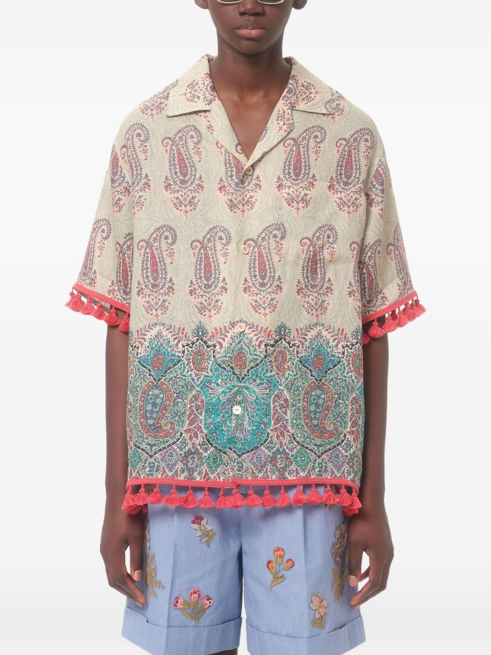 linen bowling shirt - 3