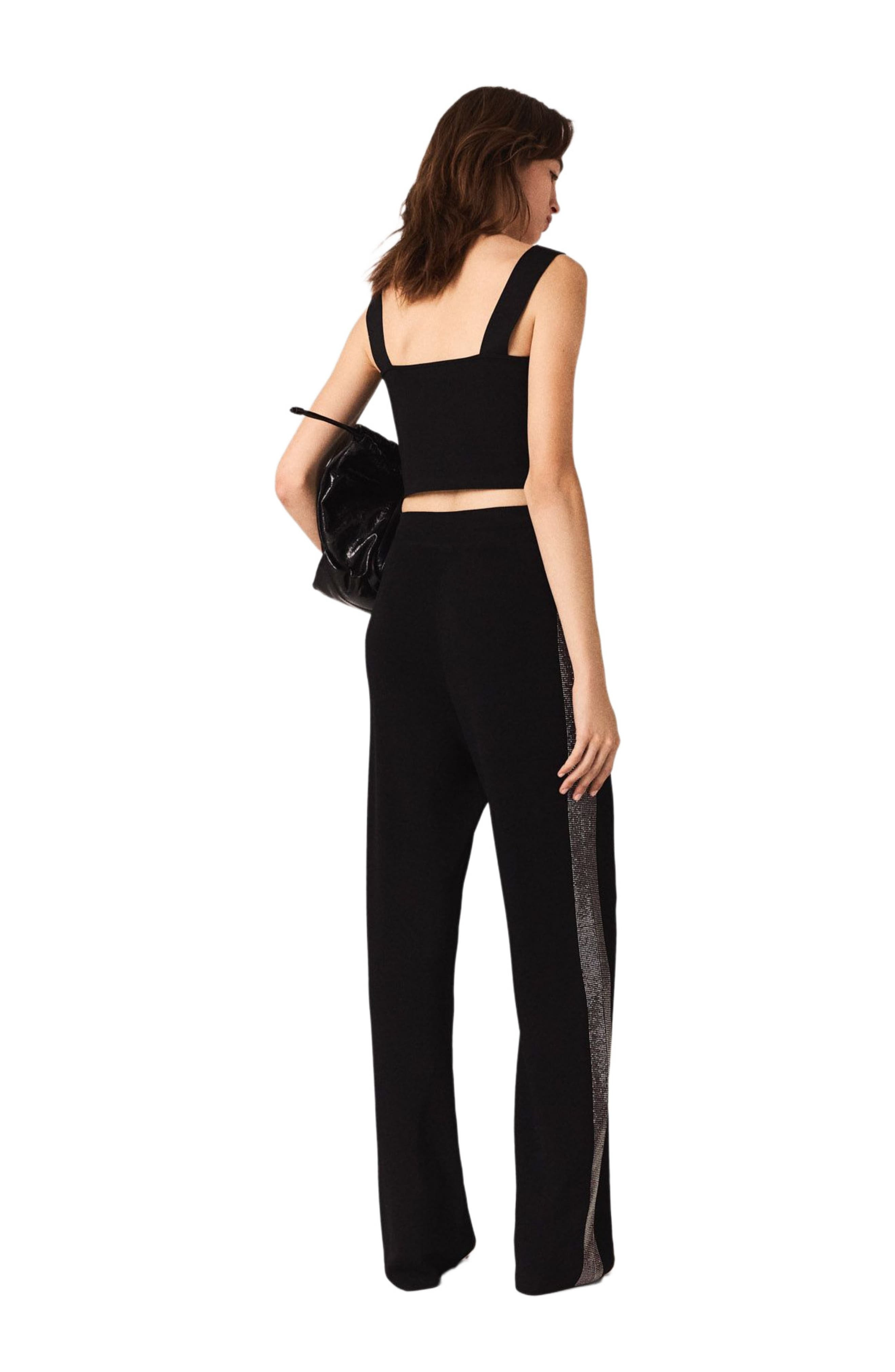 maje Knitted crop top with straps in Black at Nordstrom - 3