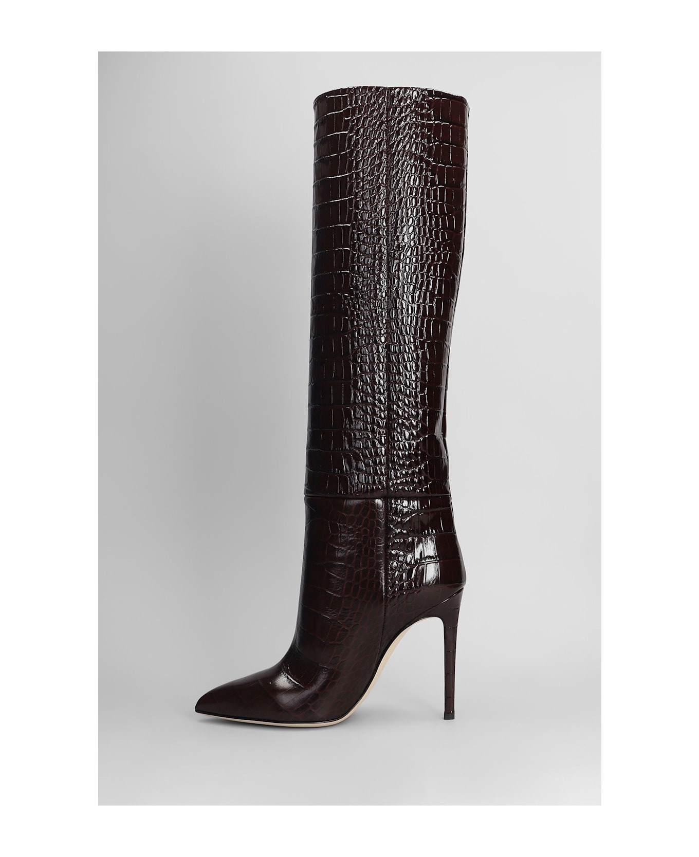 Stiletto Boot High Heels Boots In Bordeaux Leather - 3