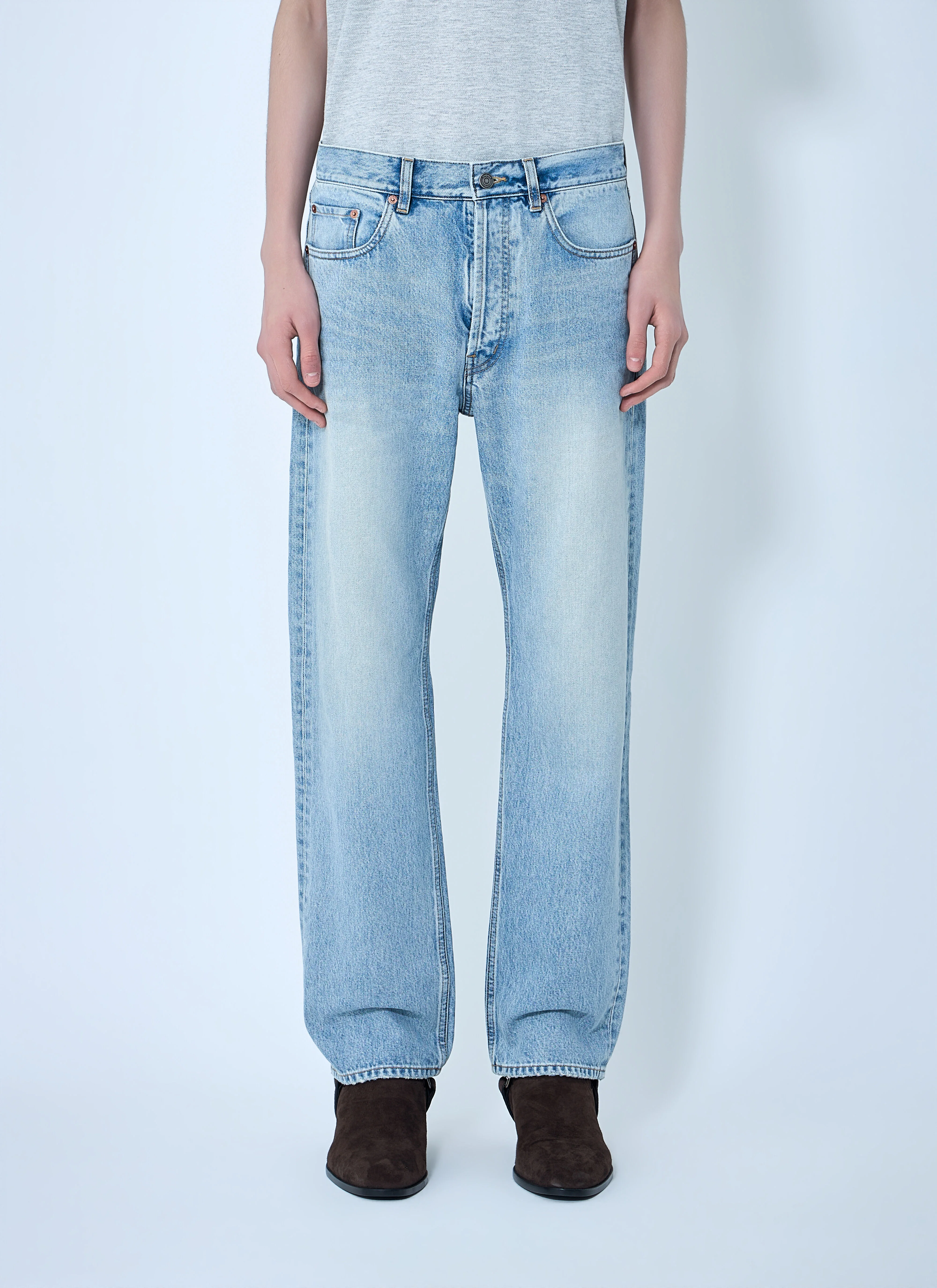 Loose Straight Mid-Rise Jeans - 1