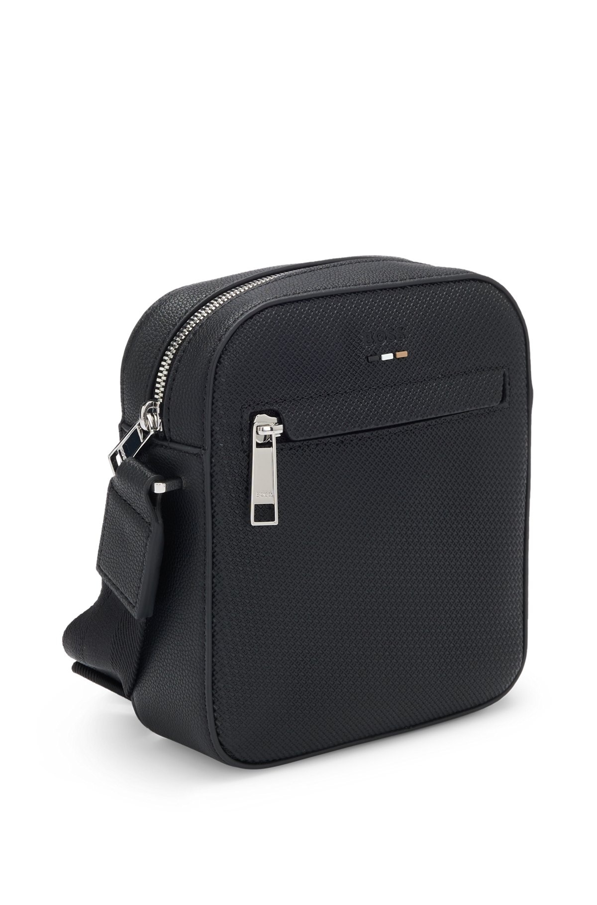 REPORTER BAG IN FAUX LEATHER WITH MONOGRAM-EMBOSSED PANELS - 3